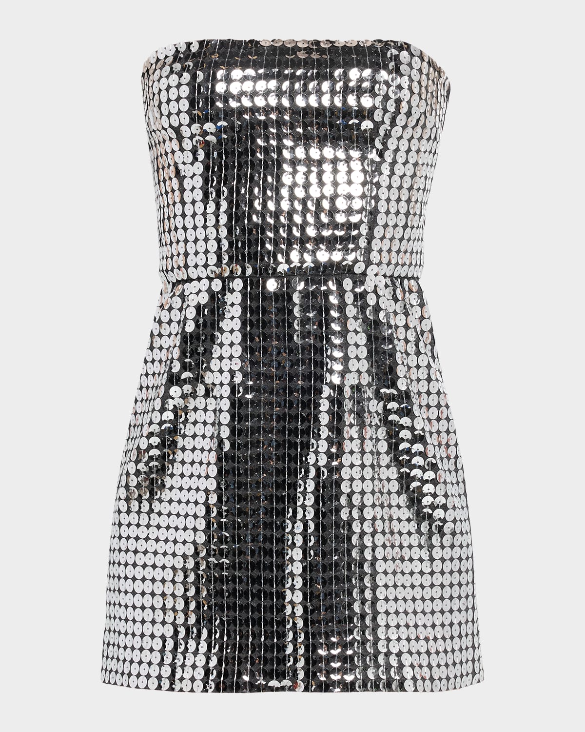 Dolce & Gabbana Strapless Sequined Mini Dress In Silver