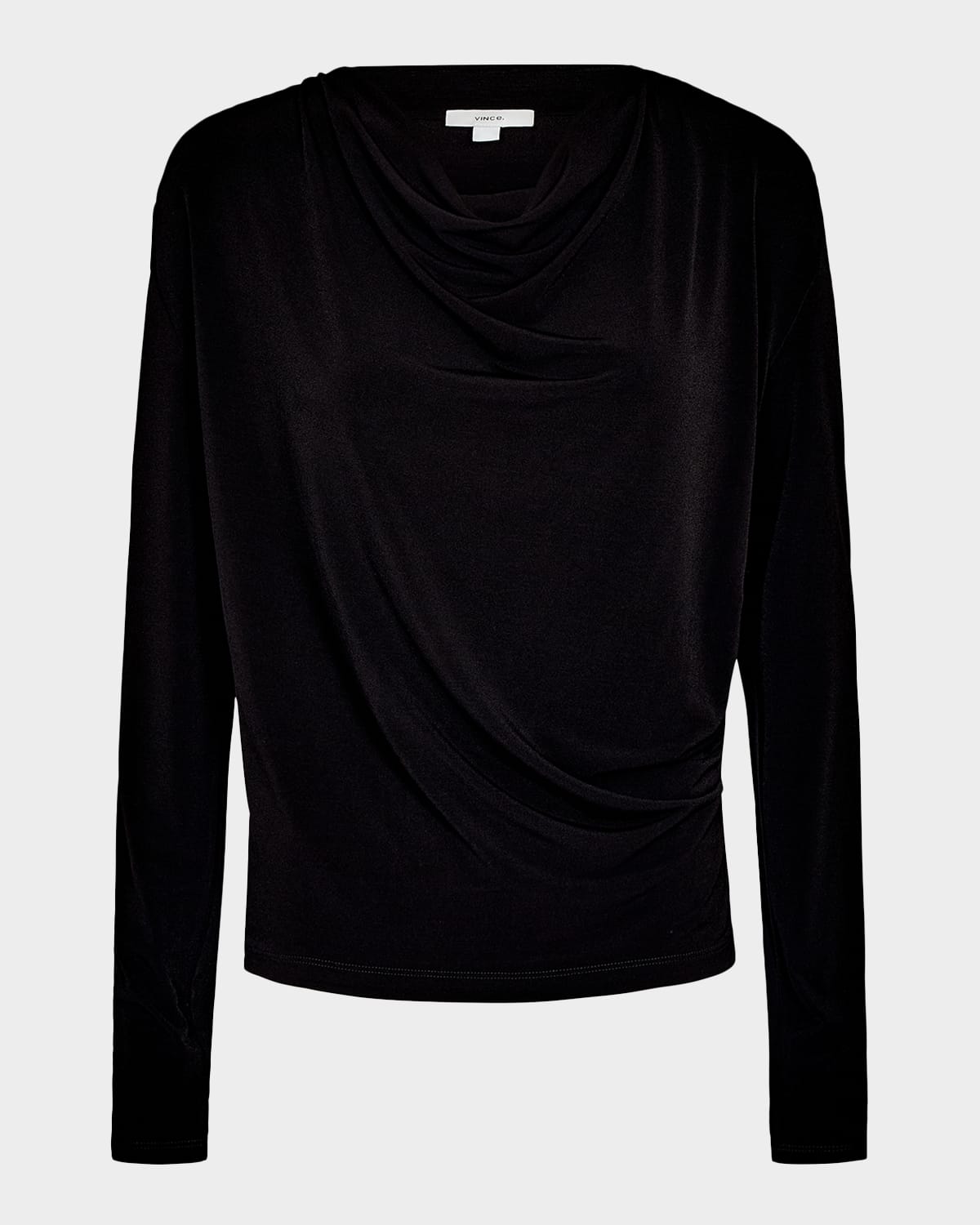 Vince Matte Jersey Cowl-neck Blouse In Black