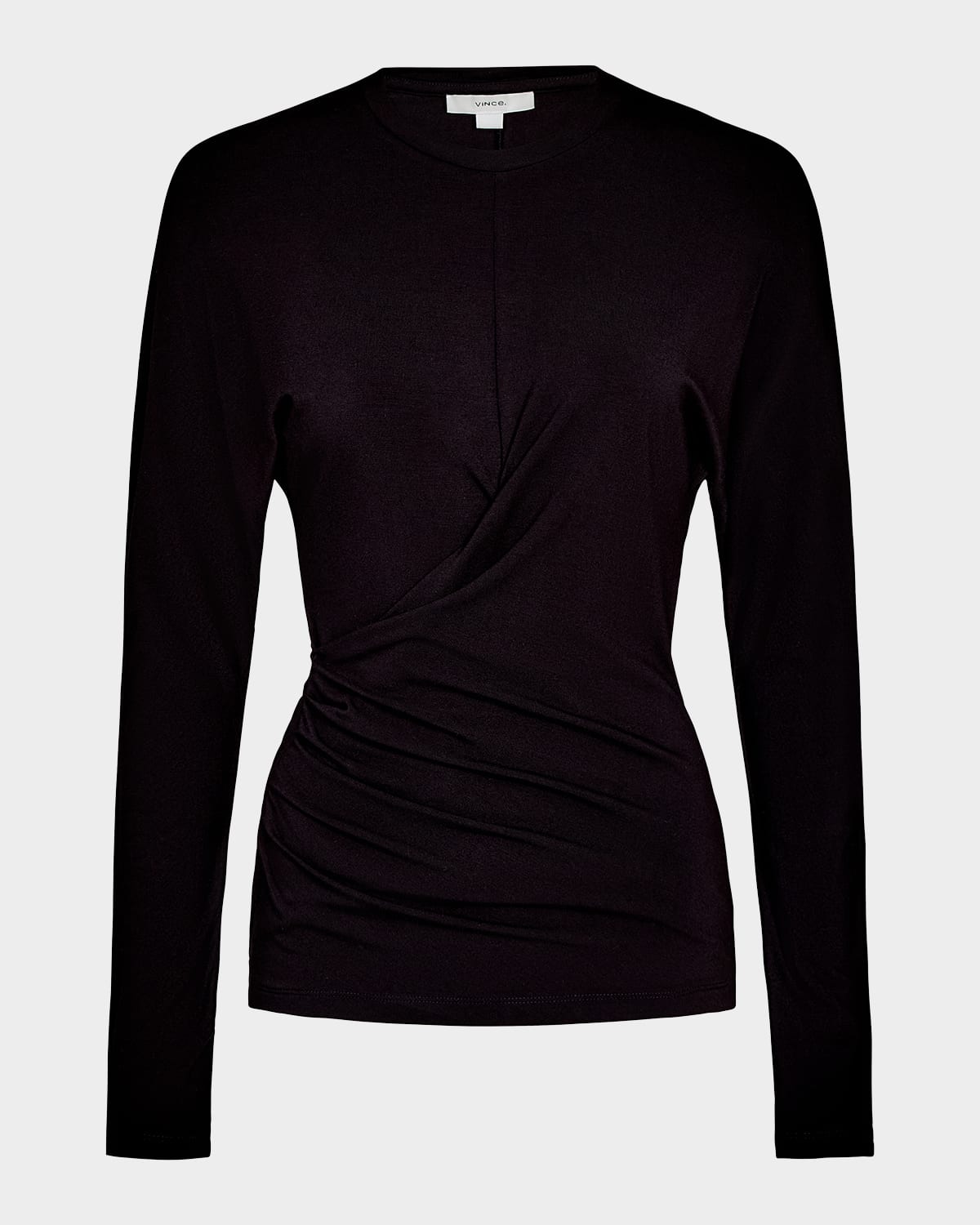 Vince Fixed-drape Long-sleeve Blouse In Black