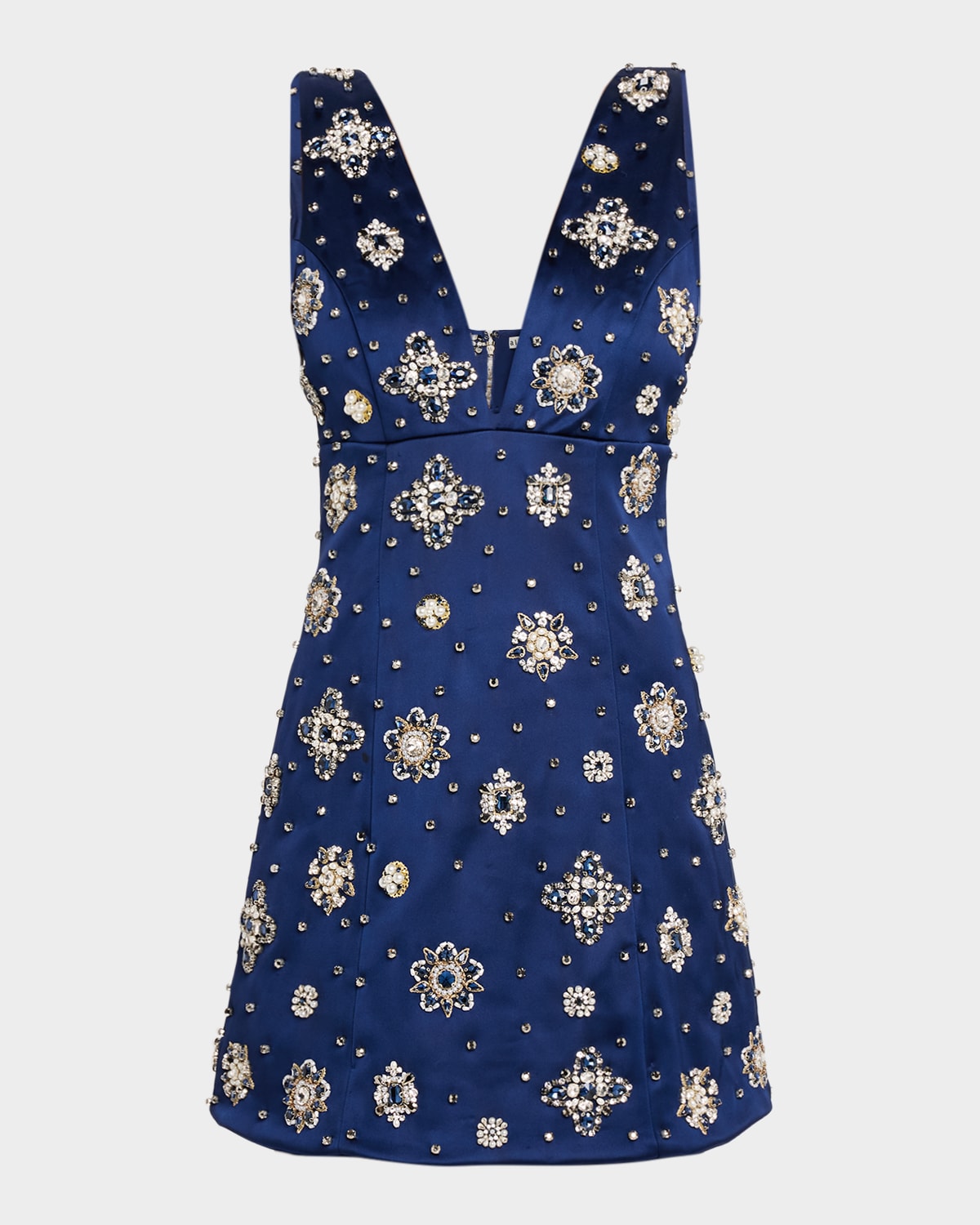 Alice And Olivia Mandy Embellished Mini Dress In Blue