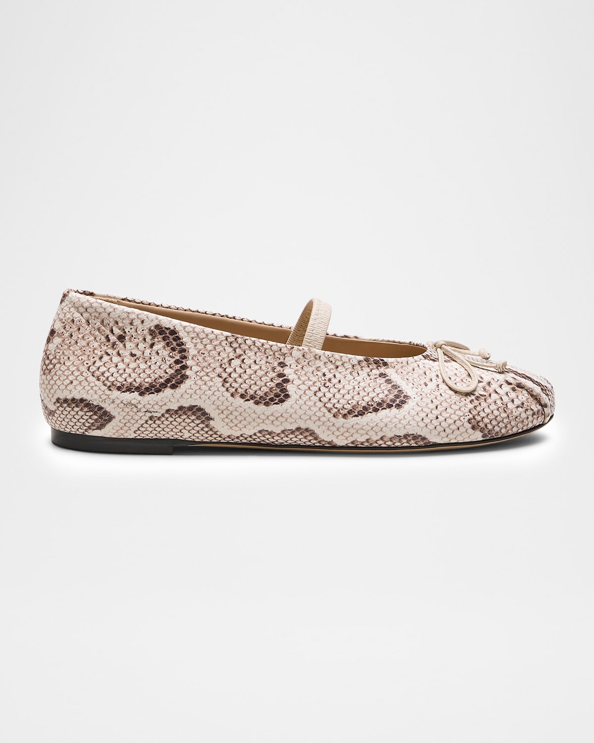 Stuart Weitzman Prima Snake-embossed Leather Ballerina Flats In White