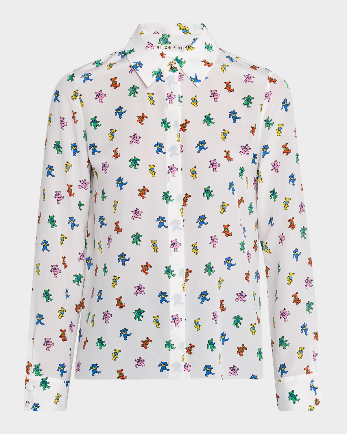 ALICE + OLIVIA Rainbow Bears Willa Placket Top