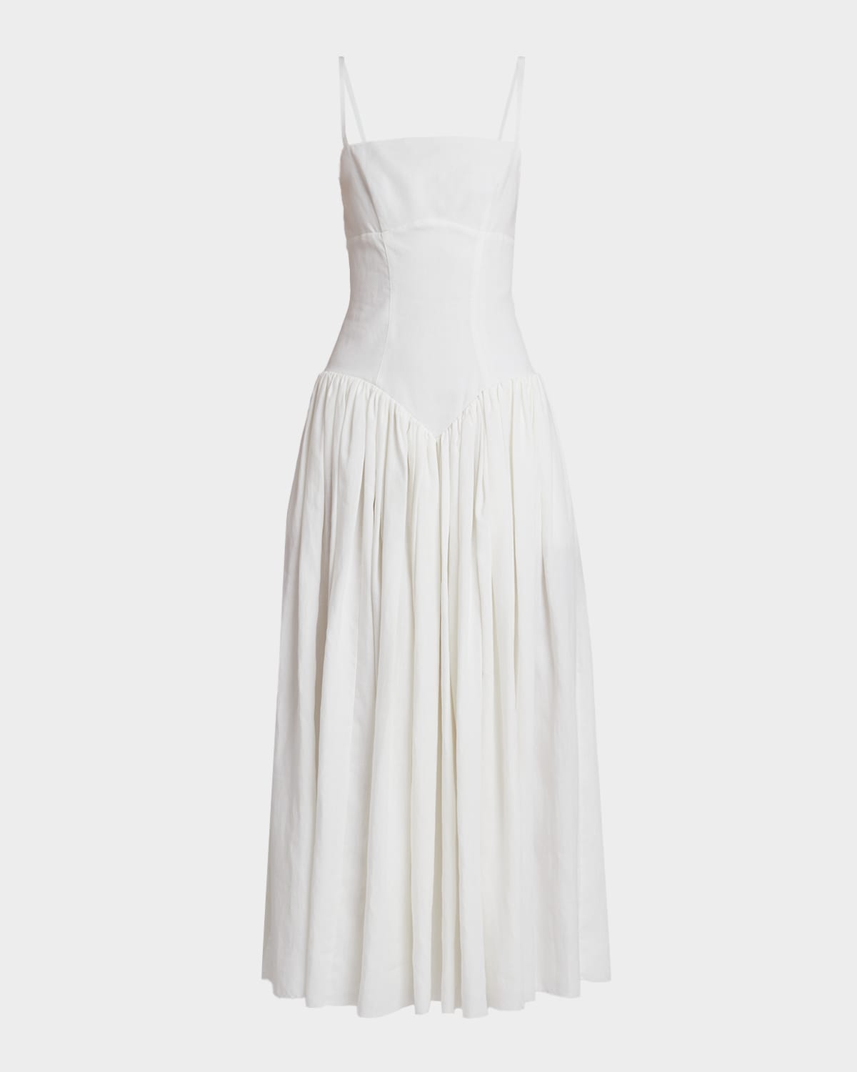 Gabriela Hearst Oriana Sleeveless Linen Basque-waist Maxi Dress In White