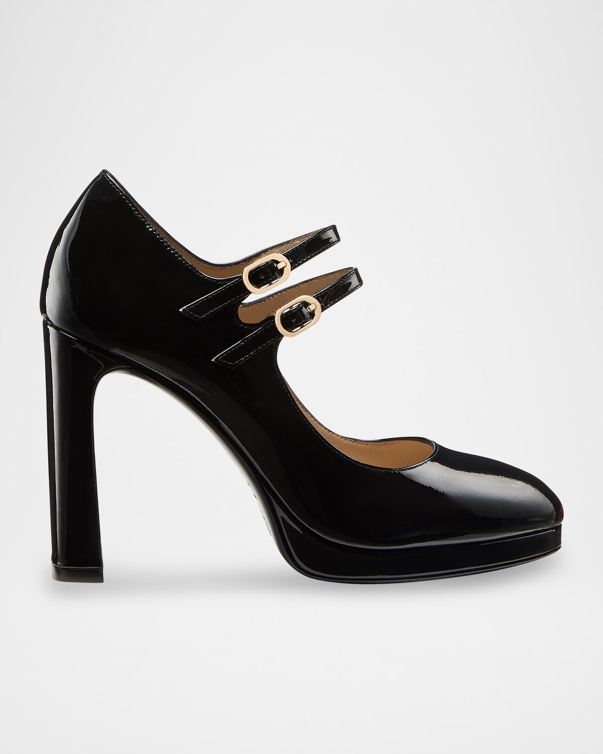 Stuart Weitzman 100mm Babette Patent Leather Platform Mary Jane Pumps In Black