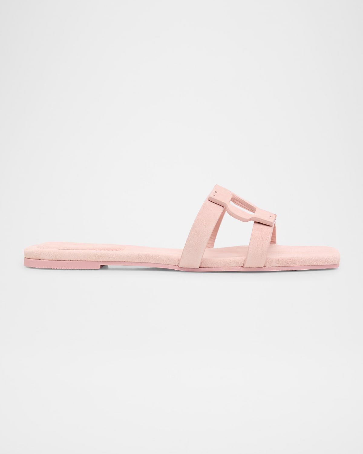 SIMKHAI Monogram Suede Flat Slide Sandals