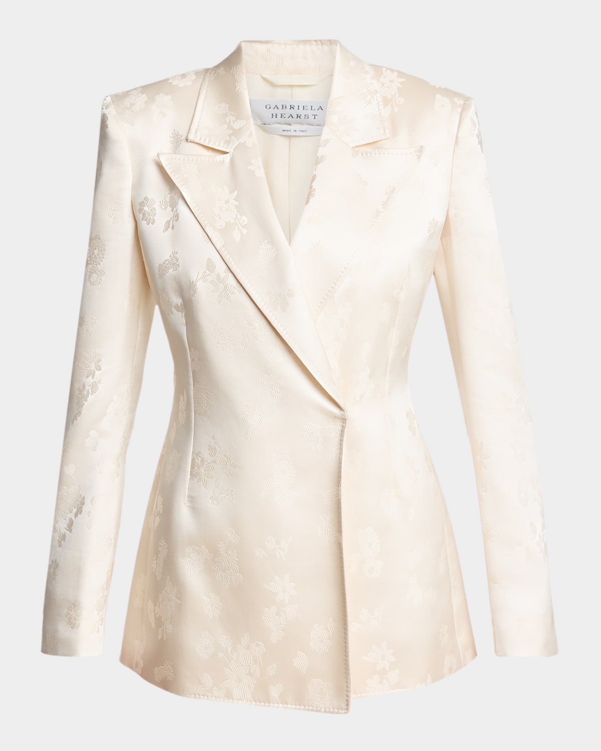 Gabriela Hearst Aleah Floral Silk Jacquard Double-breasted Blazer Jacket In Neutral