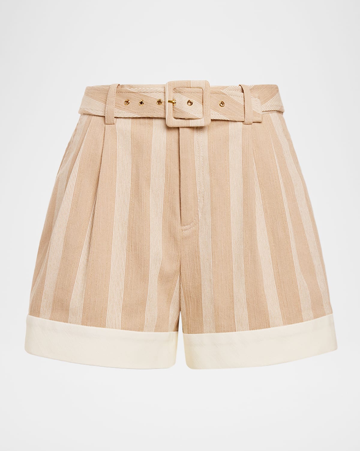Ramy Brook Lillia Stripe Cuffed Shorts In Brown