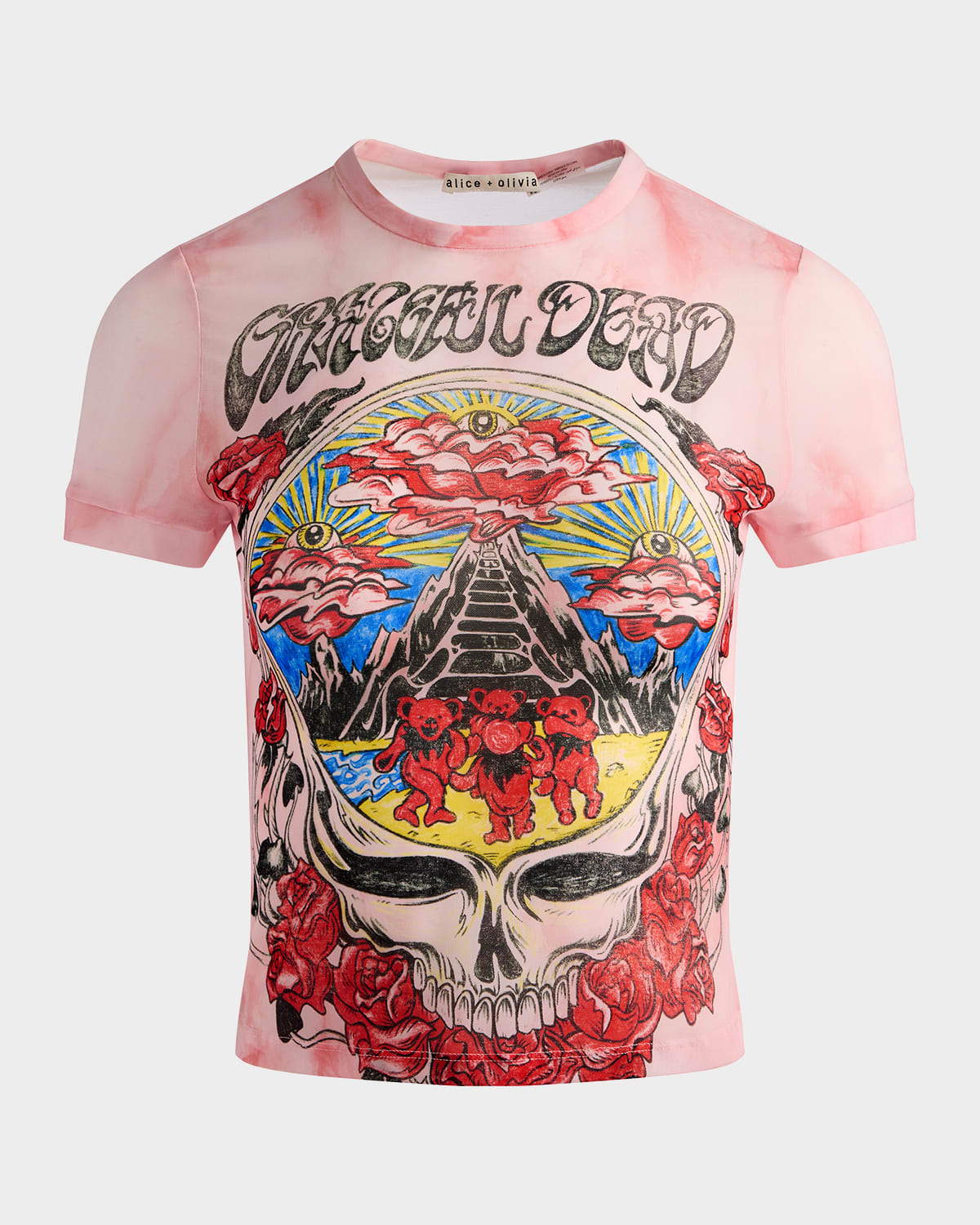 Alice And Olivia X Grateful Dead Tess Crewneck Tee In Pink