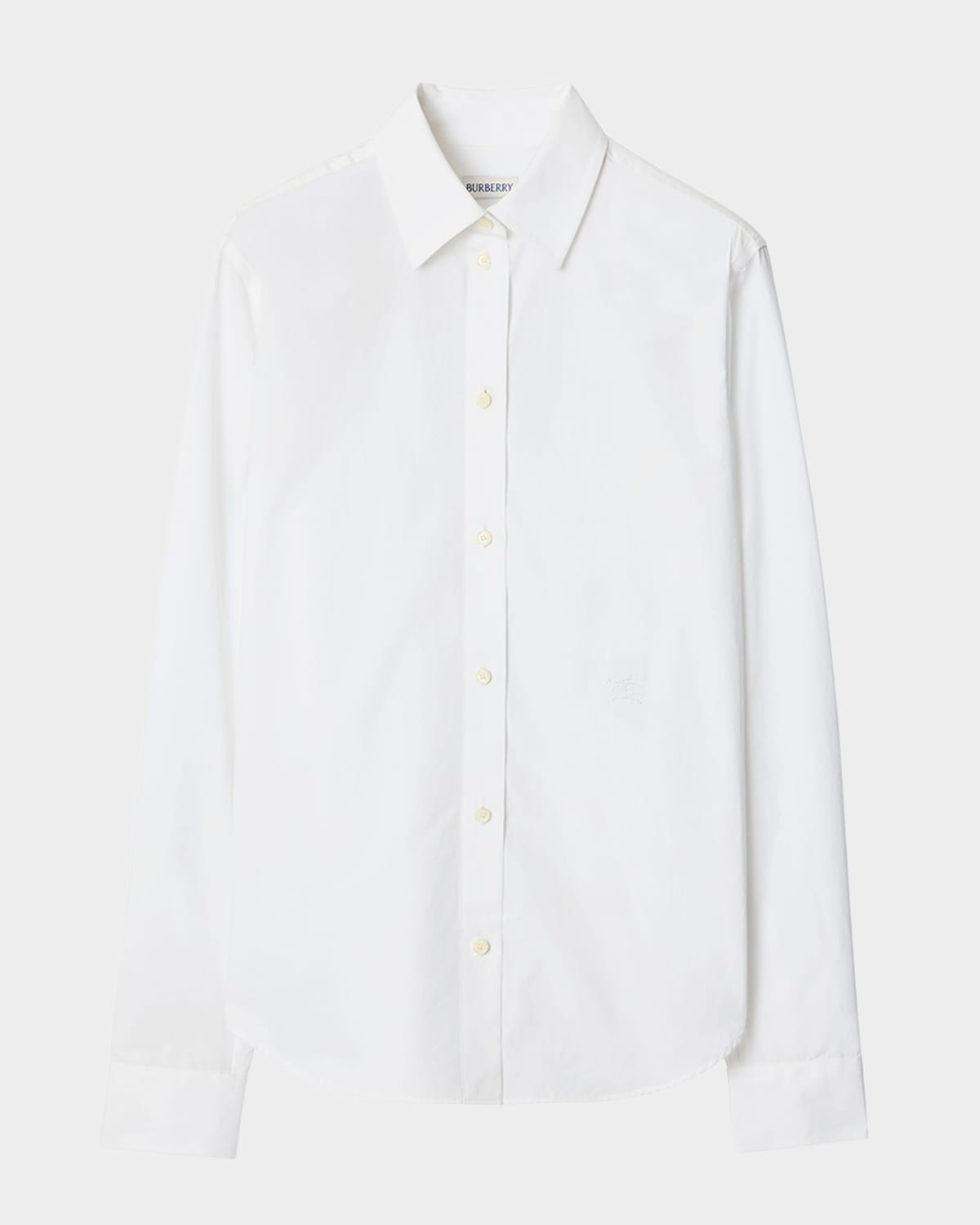 Burberry Ellora Check-lined Cotton Poplin Button-down Shirt In White
