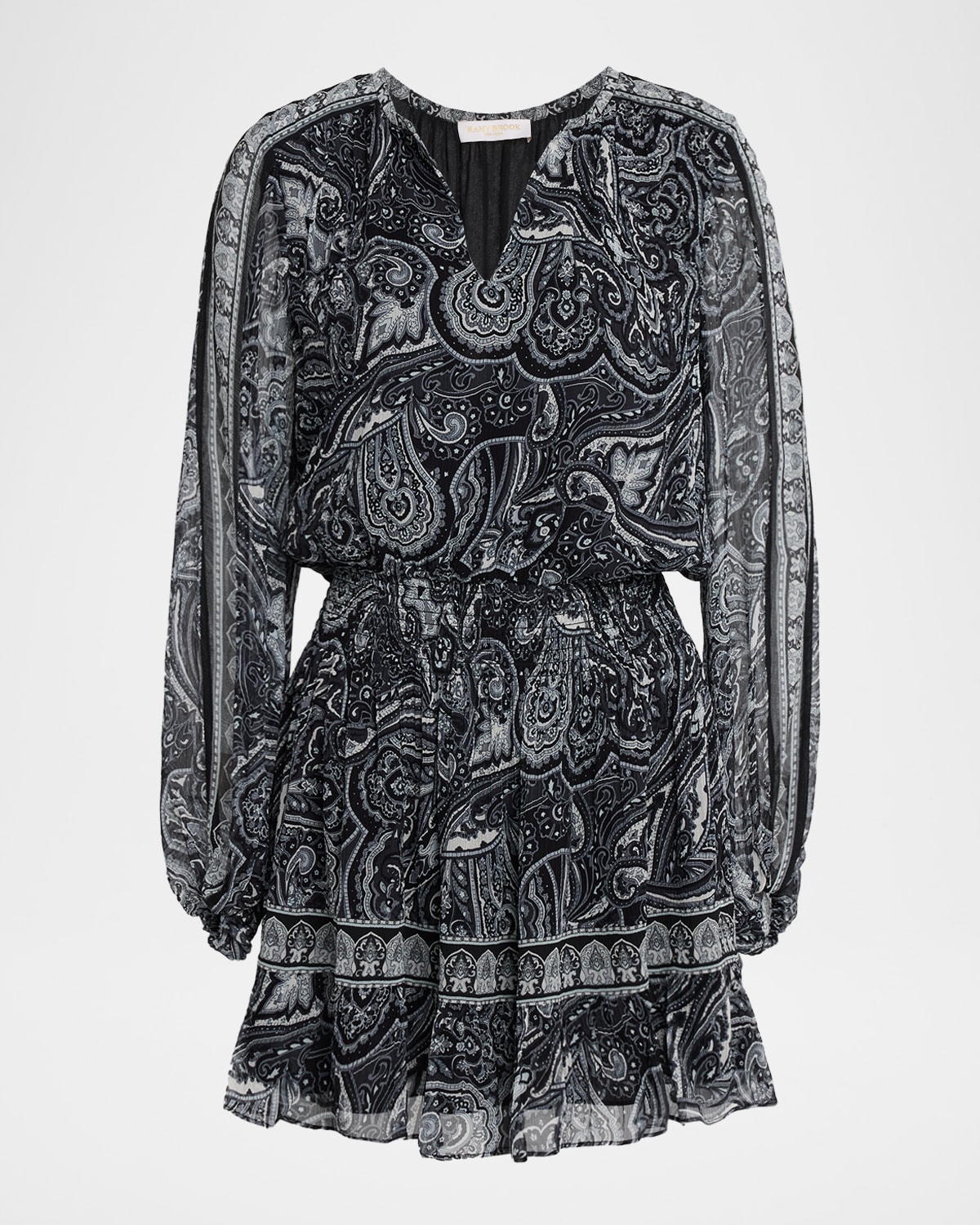 Ramy Brook Maricela Paisley Long Sleeve Minidress In Multi