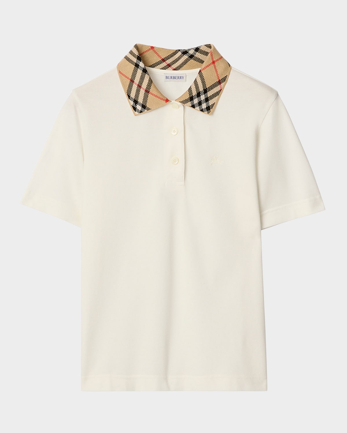 Burberry Imogen Check Collar Short-Sleeve Polo Shirt