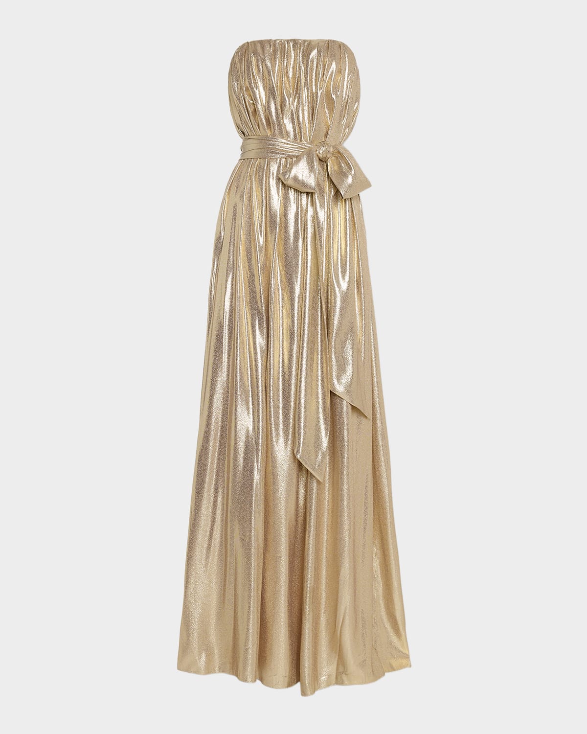 Ramy Brook Chiara Silk Lame Strapless Maxi Dress In Gold