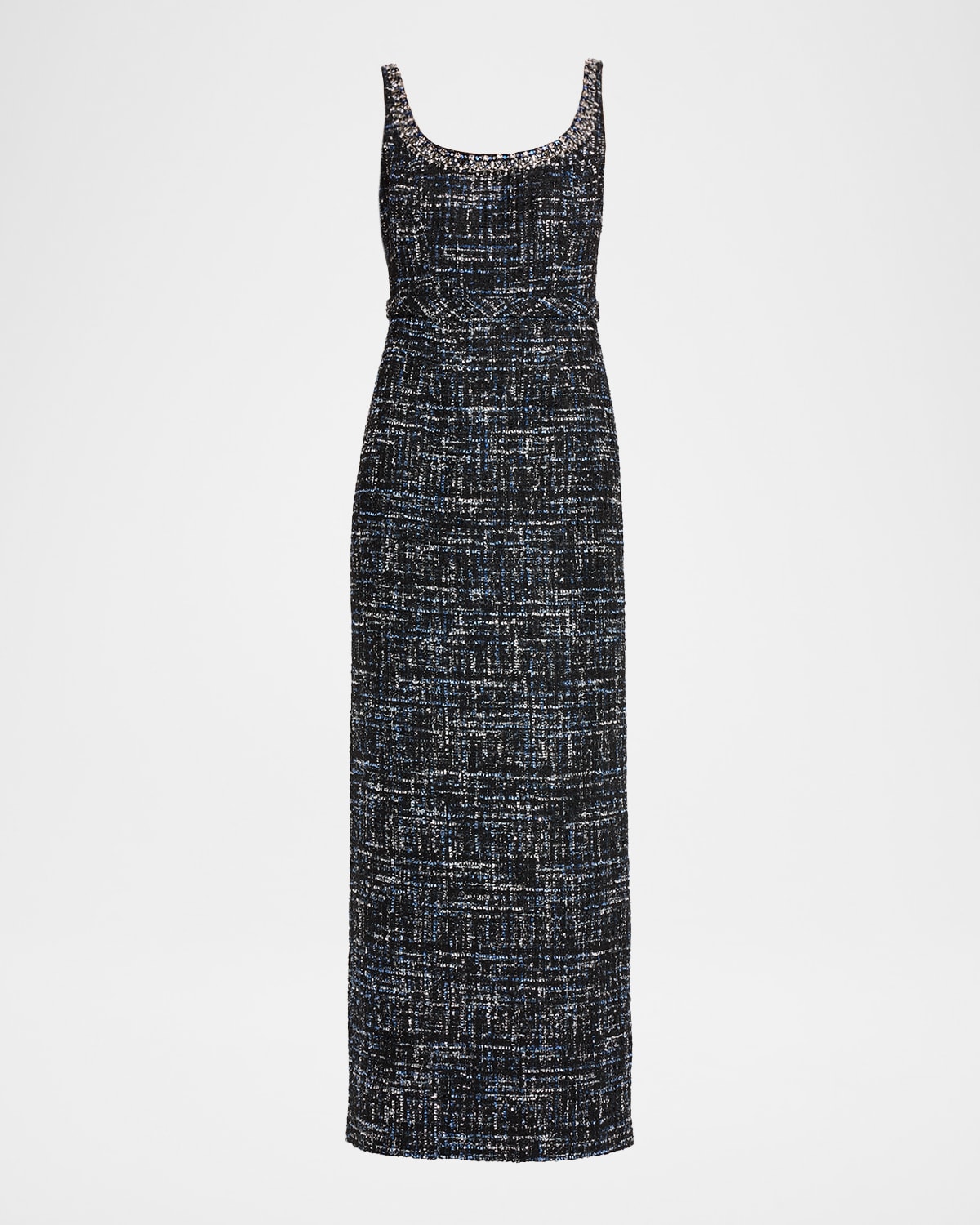 Sachin & Babi Bead-trim Tweed Column Gown In Multi