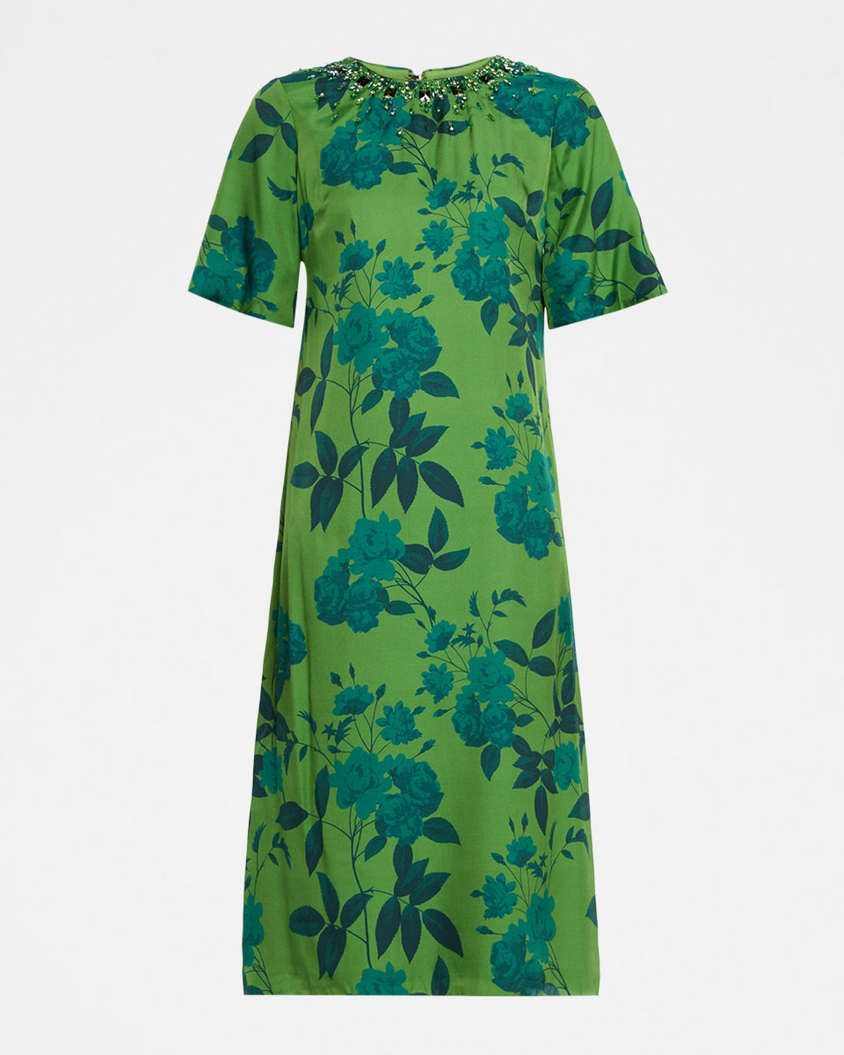 Sachin & Babi Lemie Beaded Floral-Print Twill Midi Dress