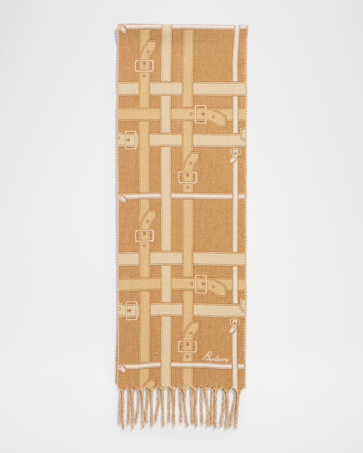 Burberry Belt Check Cashmere Scarf In Brown