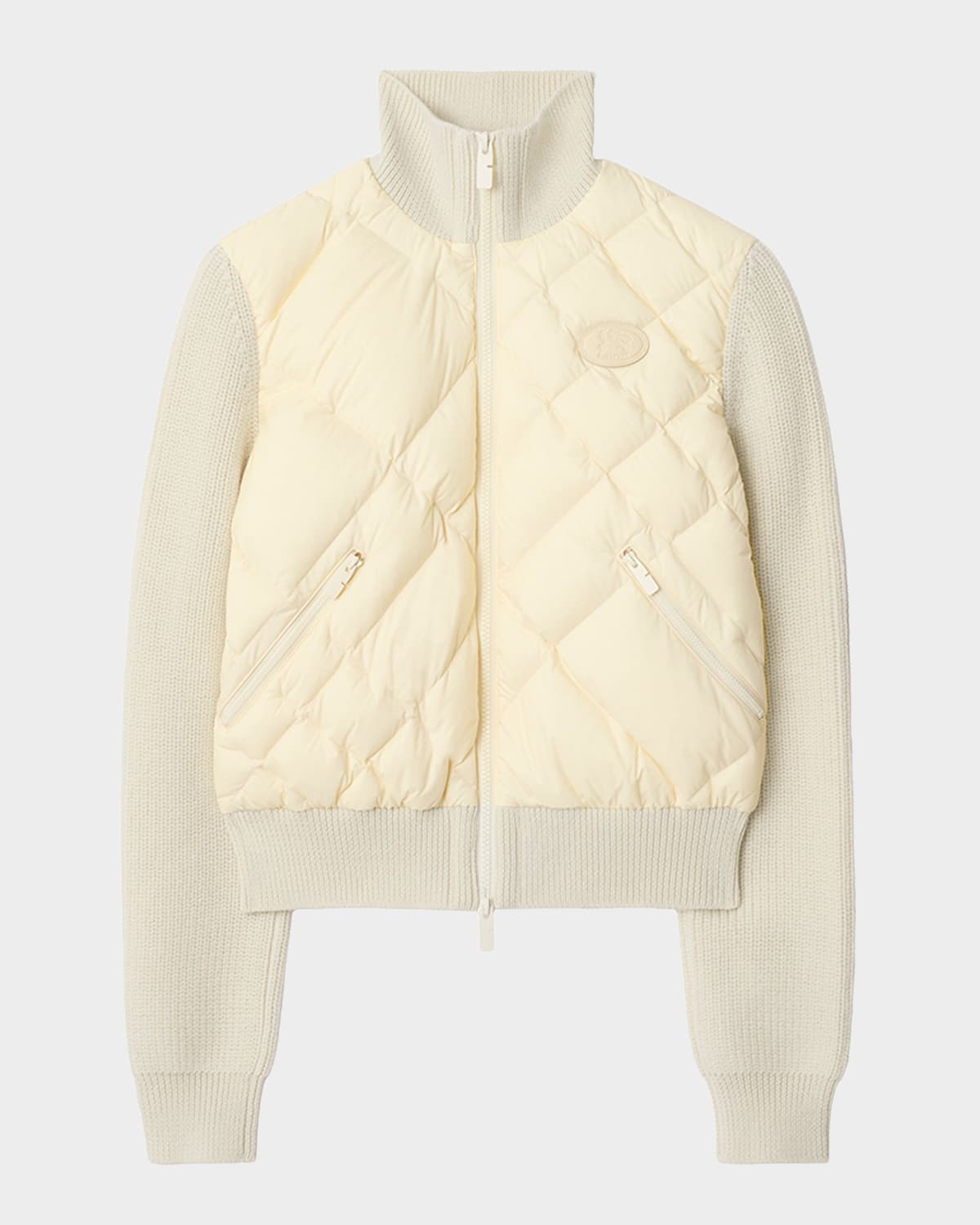 Burberry Kelsey Quilted Knit Combo Jacket In White
