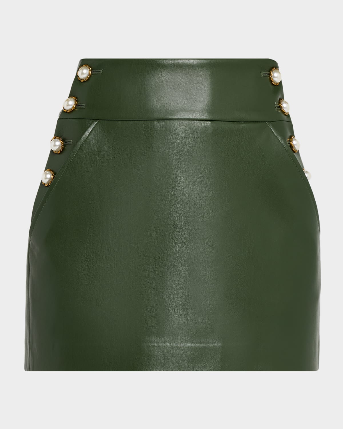 Alice And Olivia Donald Vegan Leather Mini Skirt In Green