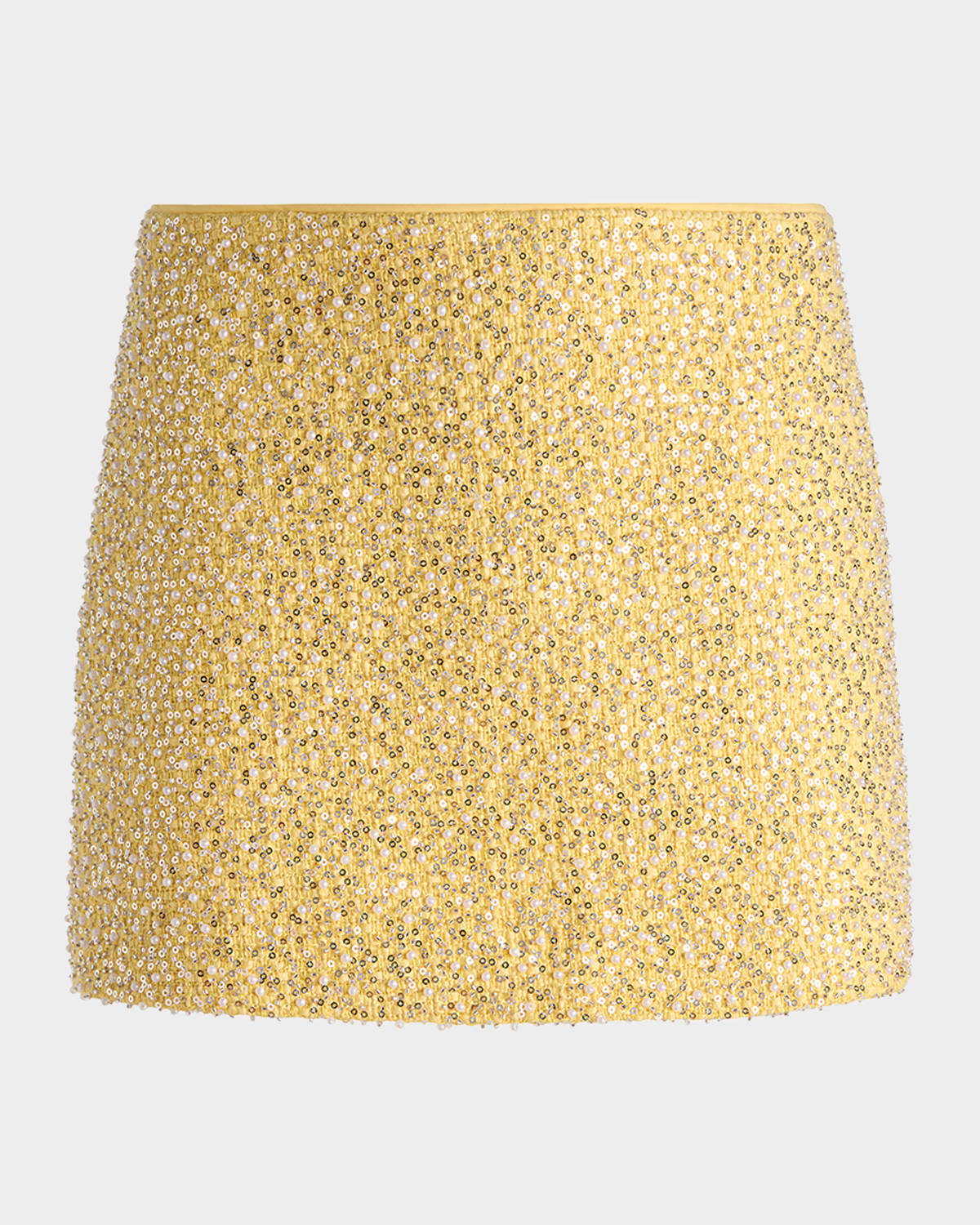 Alice And Olivia Ecenia Embellished Tweed Mini Skirt In Yellow