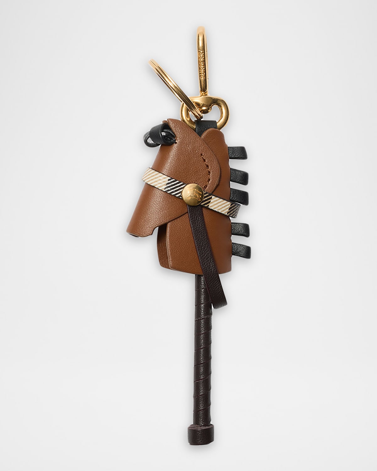 Burberry Hobby Horse Leather Bag Charm In Brown