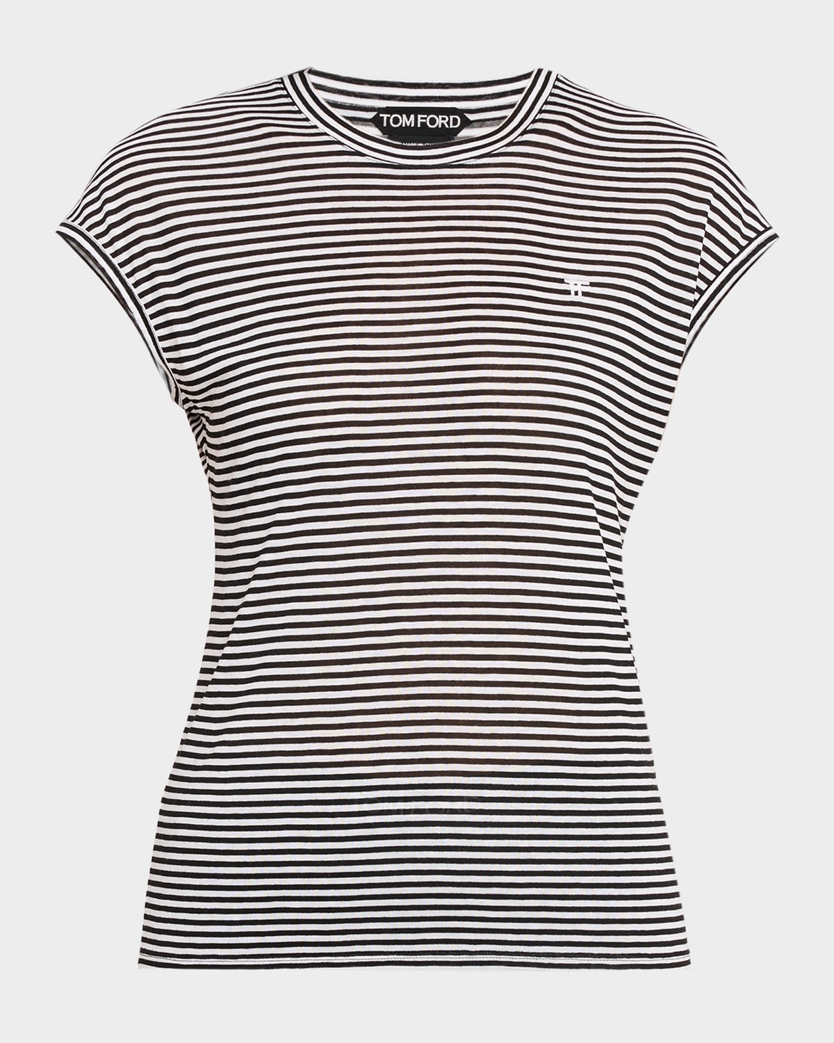 TOM FORD Striped Viscose Cap-Sleeve T-Shirt