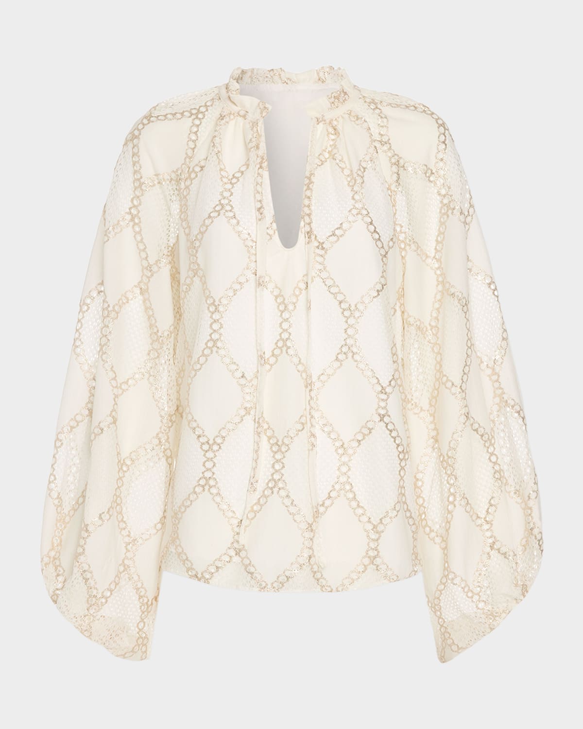 Ramy Brook Ria Lurex Lace Blouse In White
