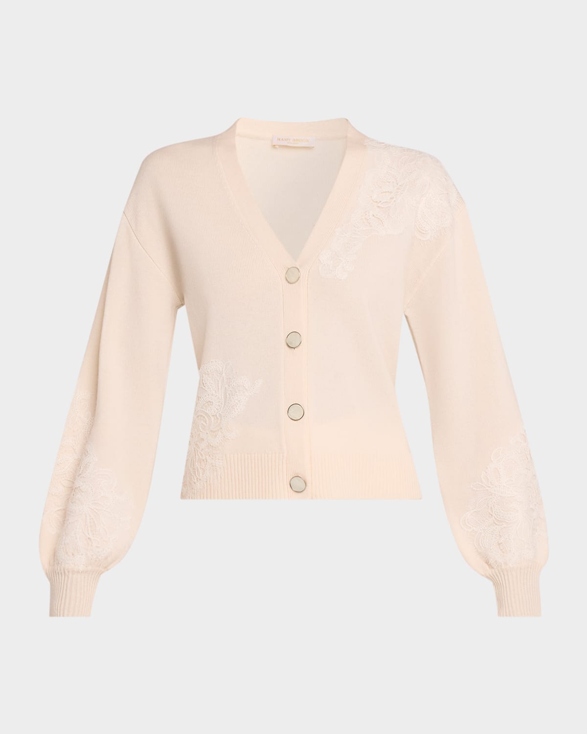 Ramy Brook Perry Lace Applique Wool-cashmere Cardigan In Neutral