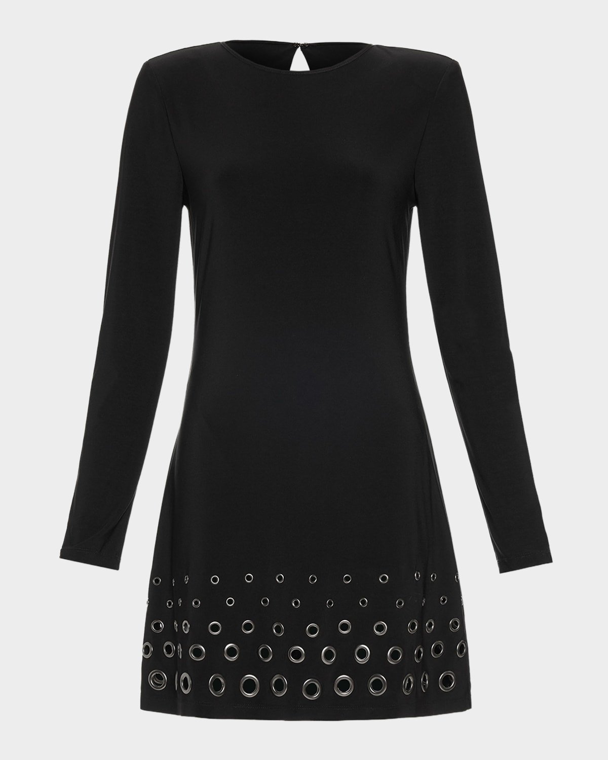 Ramy Brook Dorinda Jersey Embellished Long Sleeve Mini Dress In Black