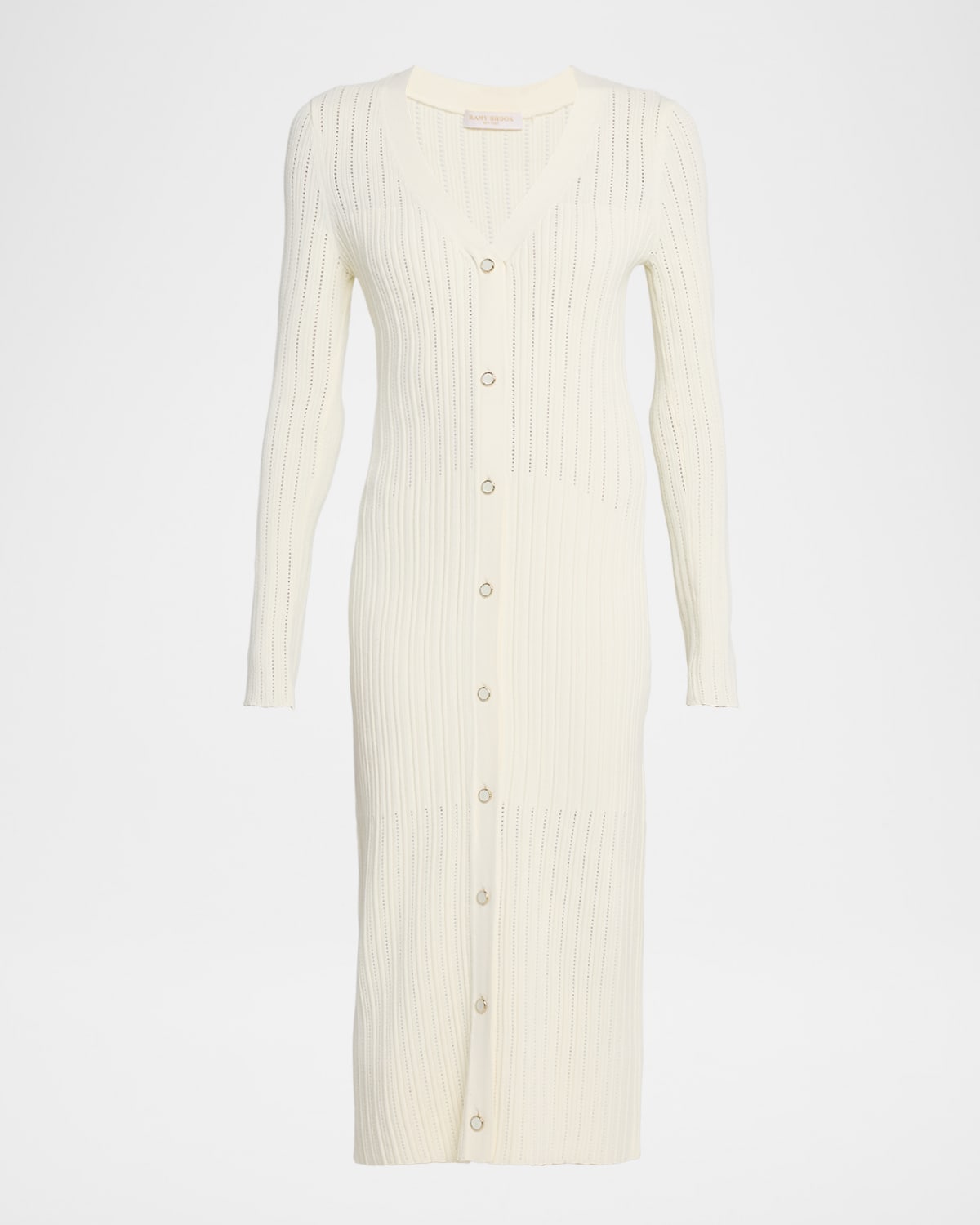 Ramy Brook Gabby Pointelle Rib Knit Bodycon Midi Dress In Neutral