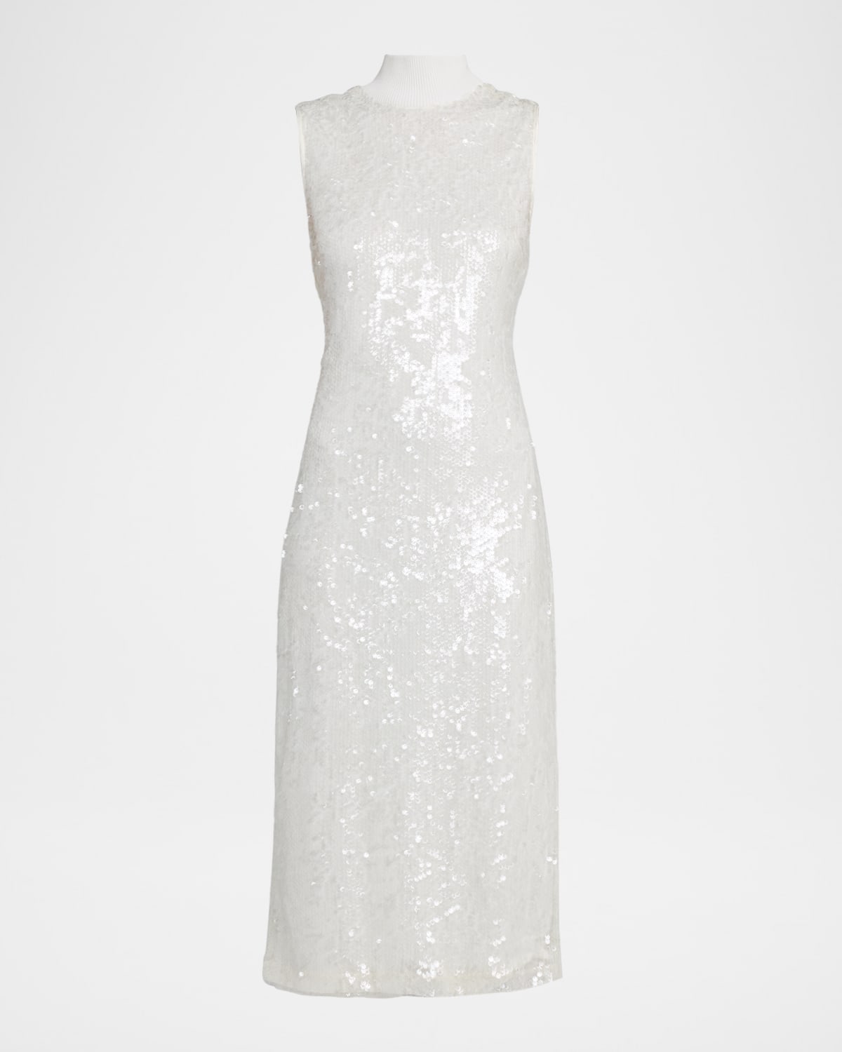 Ramy Brook Catherine Mock-neck Sequin Knit Midi Dress In White