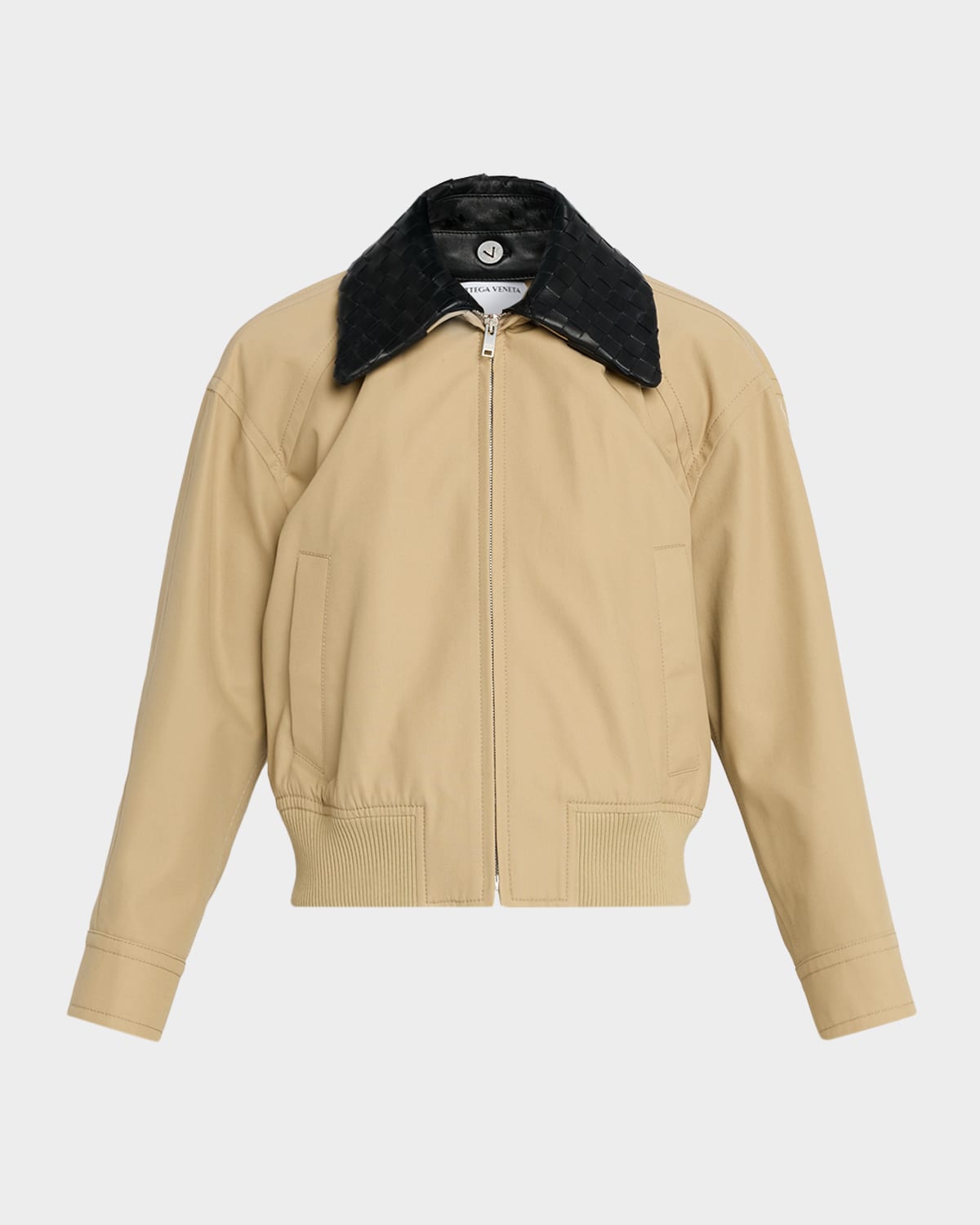 Bottega Veneta Cotton Twill Blouson with Intrecciato Collar