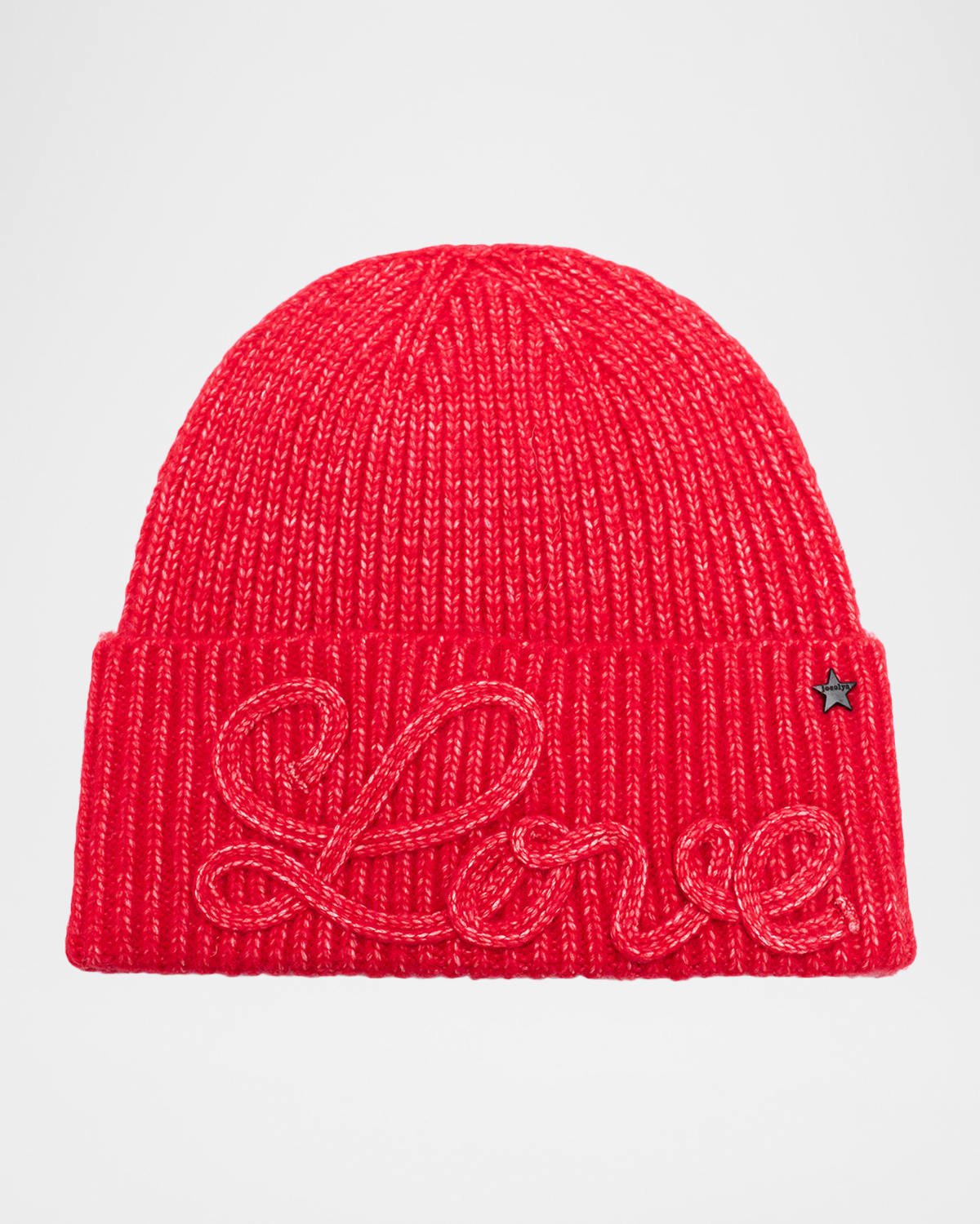Jocelyn Love Embroidered Knit Beanie In Red