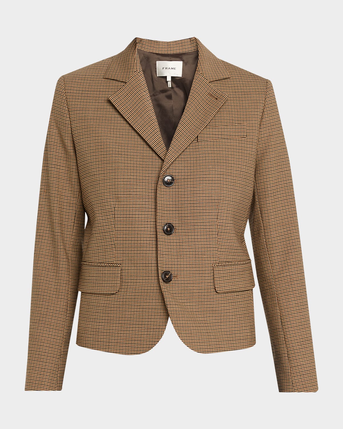 Frame The Plaid Smart Blazer In Brown