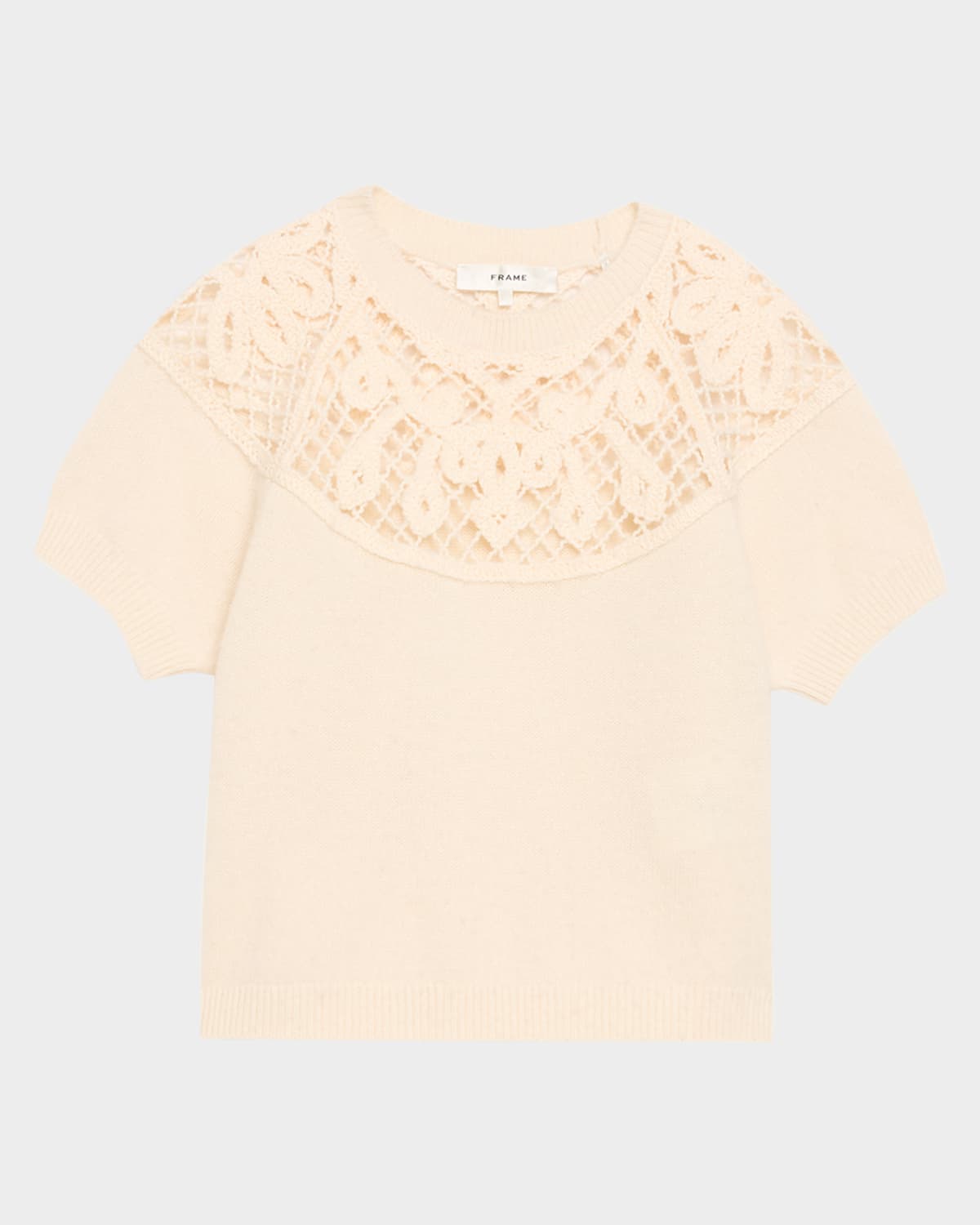 Frame The Lace Gathered Sweater In White