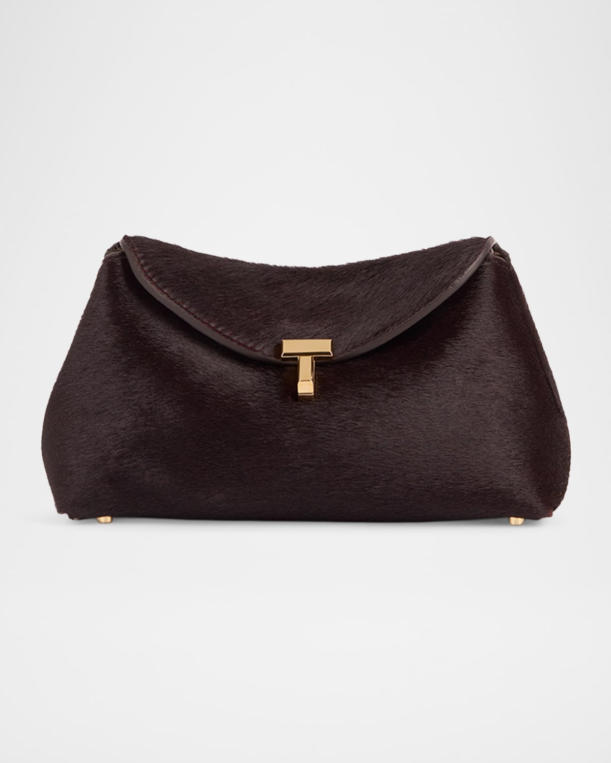 Totême Mini T-lock Calf Hair Clutch Bag