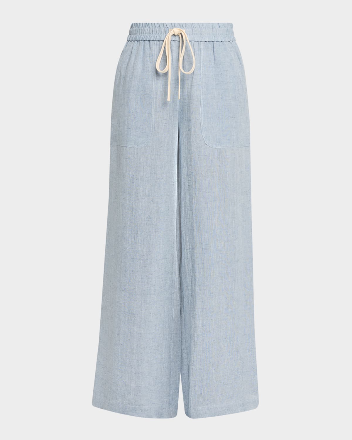 Twp Main St. Washed Hemp Denim Wide-leg Pants In Blue