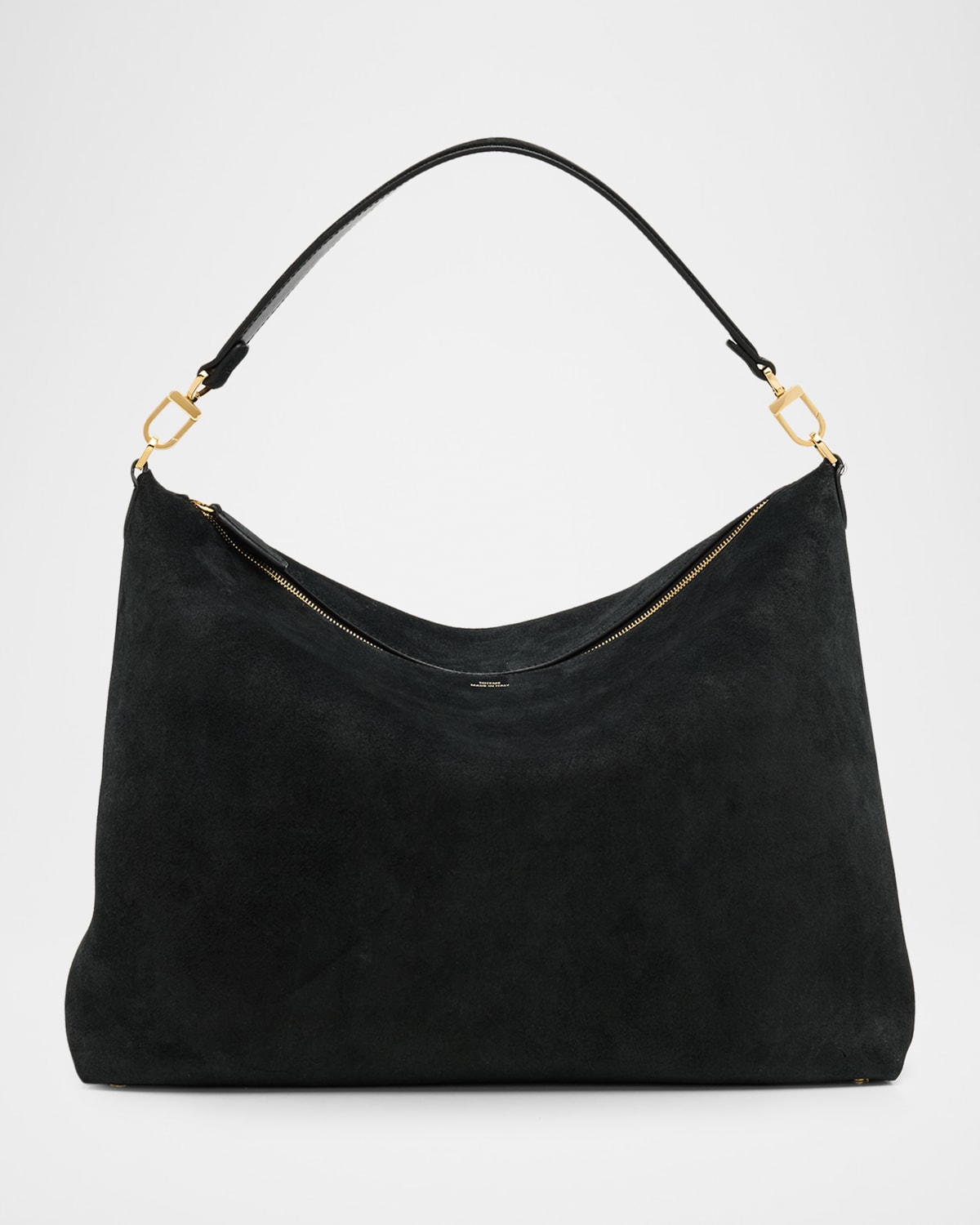 Totême Medium Suede Scooped Shoulder Bag In Black