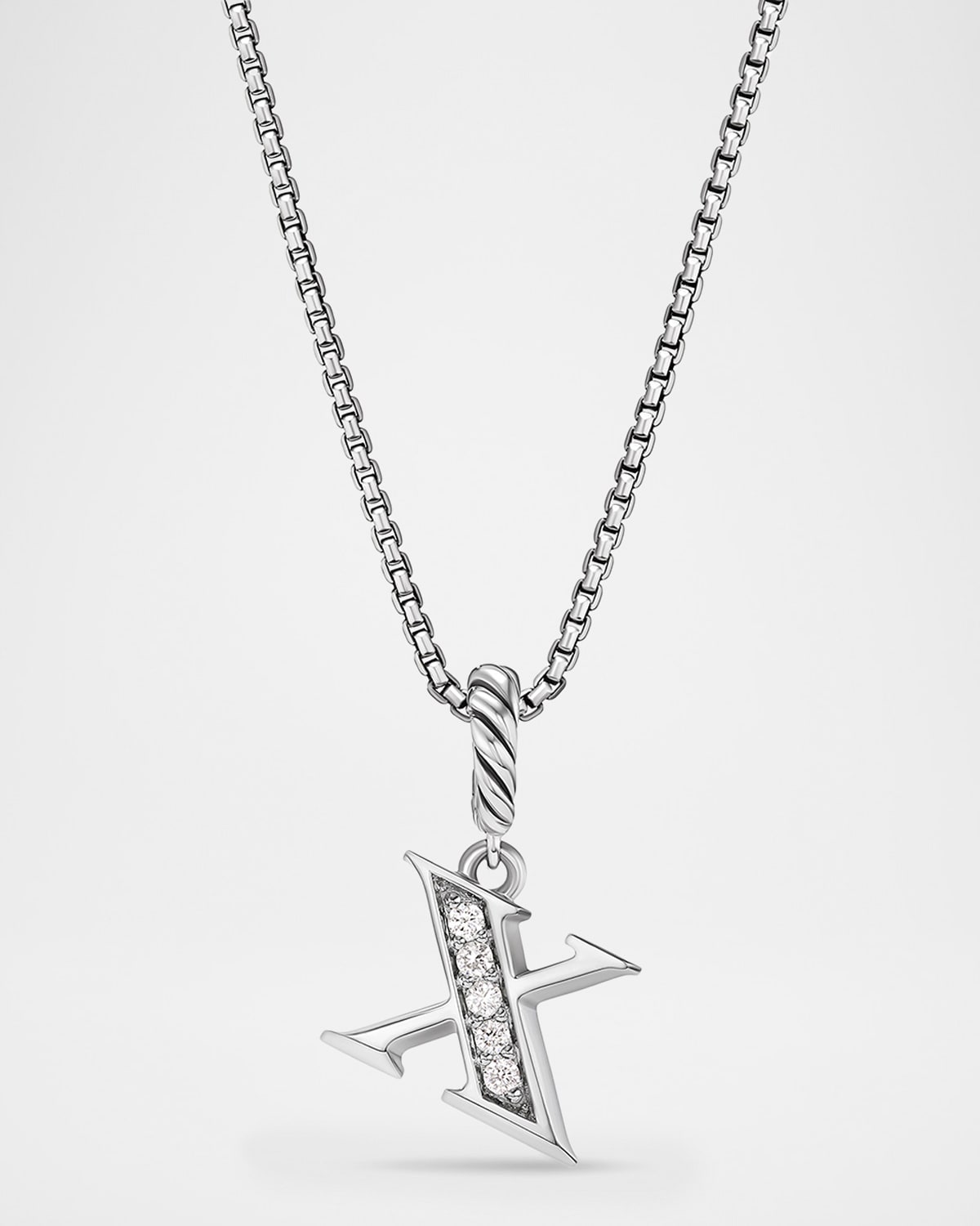 David Yurman Pave Initial Pendant Necklace with Diamonds in Silver