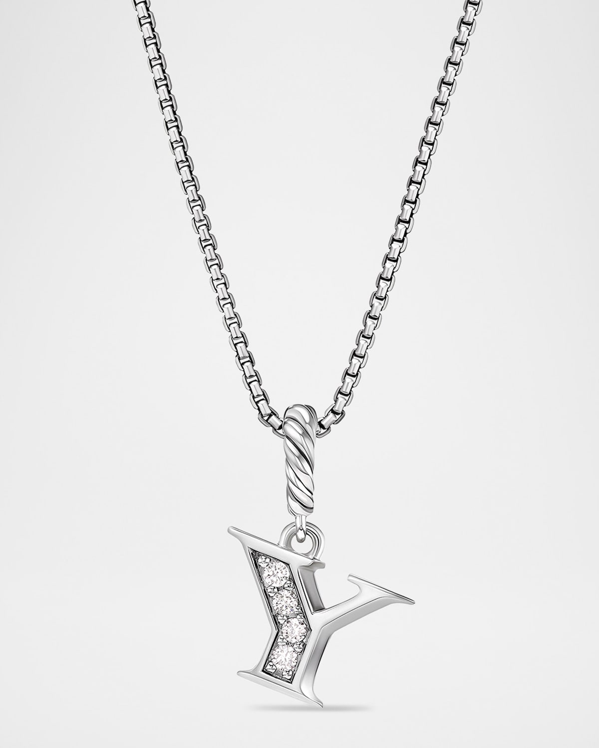 David Yurman Pave Initial Pendant Necklace with Diamonds in Silver