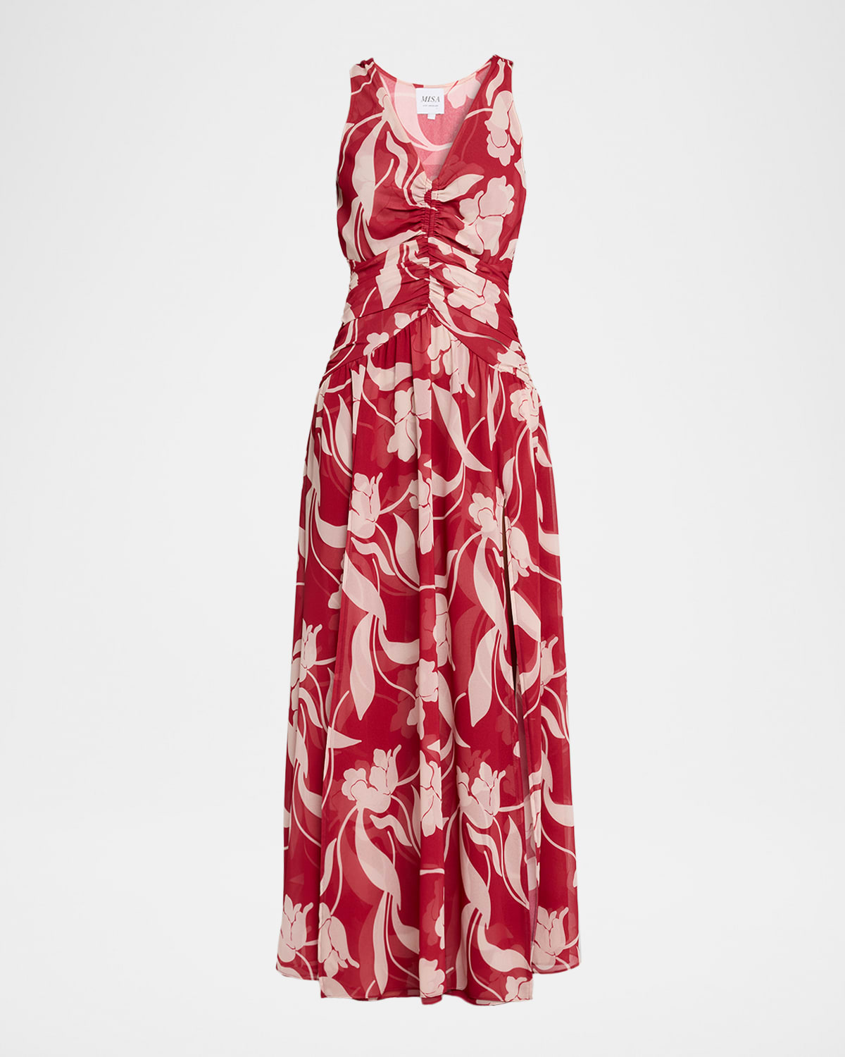 Misa Imogen Cherry Flora Maxi Dress In Red