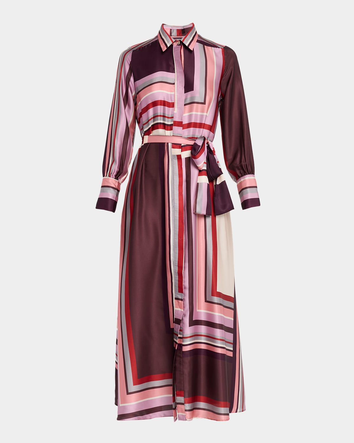 MISA Los Angeles Herminia Geometric Stripe Maxi Shirtdress