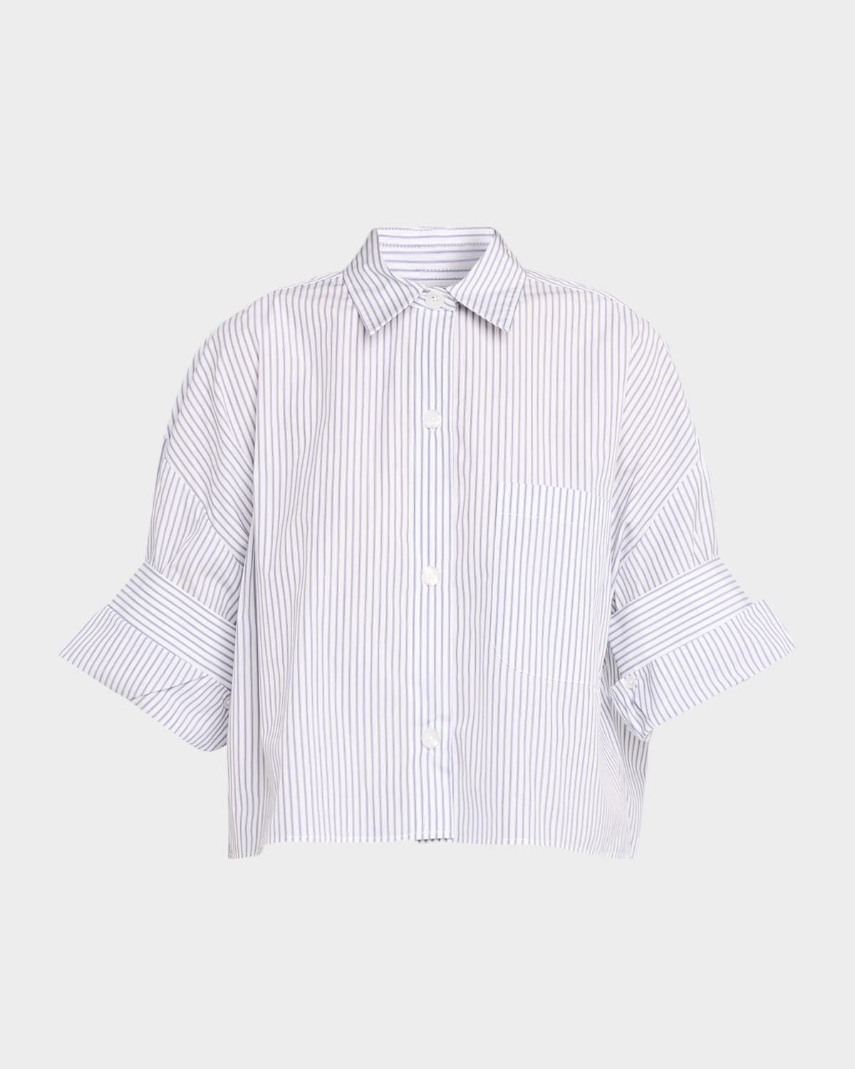 TWP Next Ex Cropped Shirt in Micro Hairline Stripe