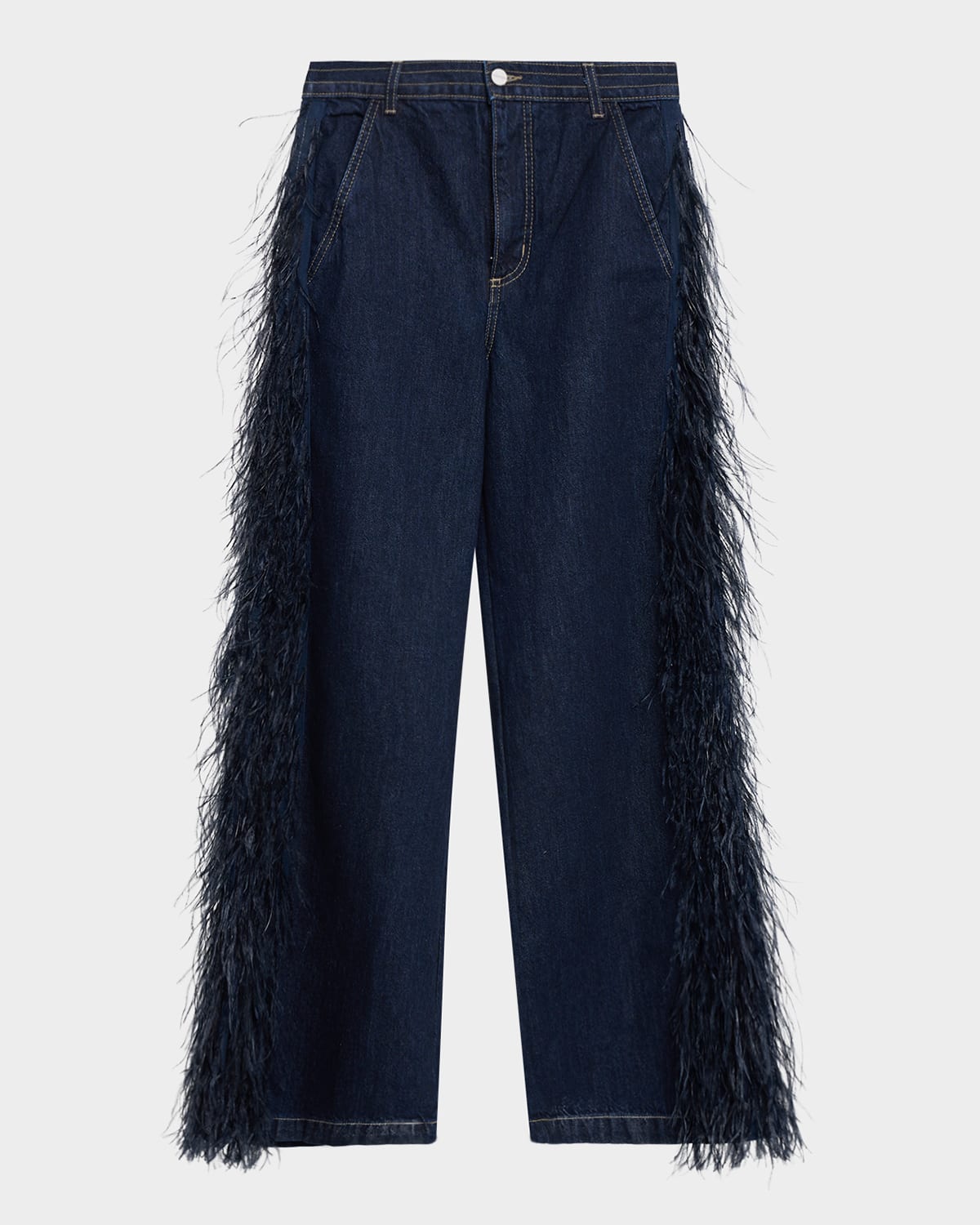 Twp Mott St Jeans With Feathers In Heavy Denim In Blue