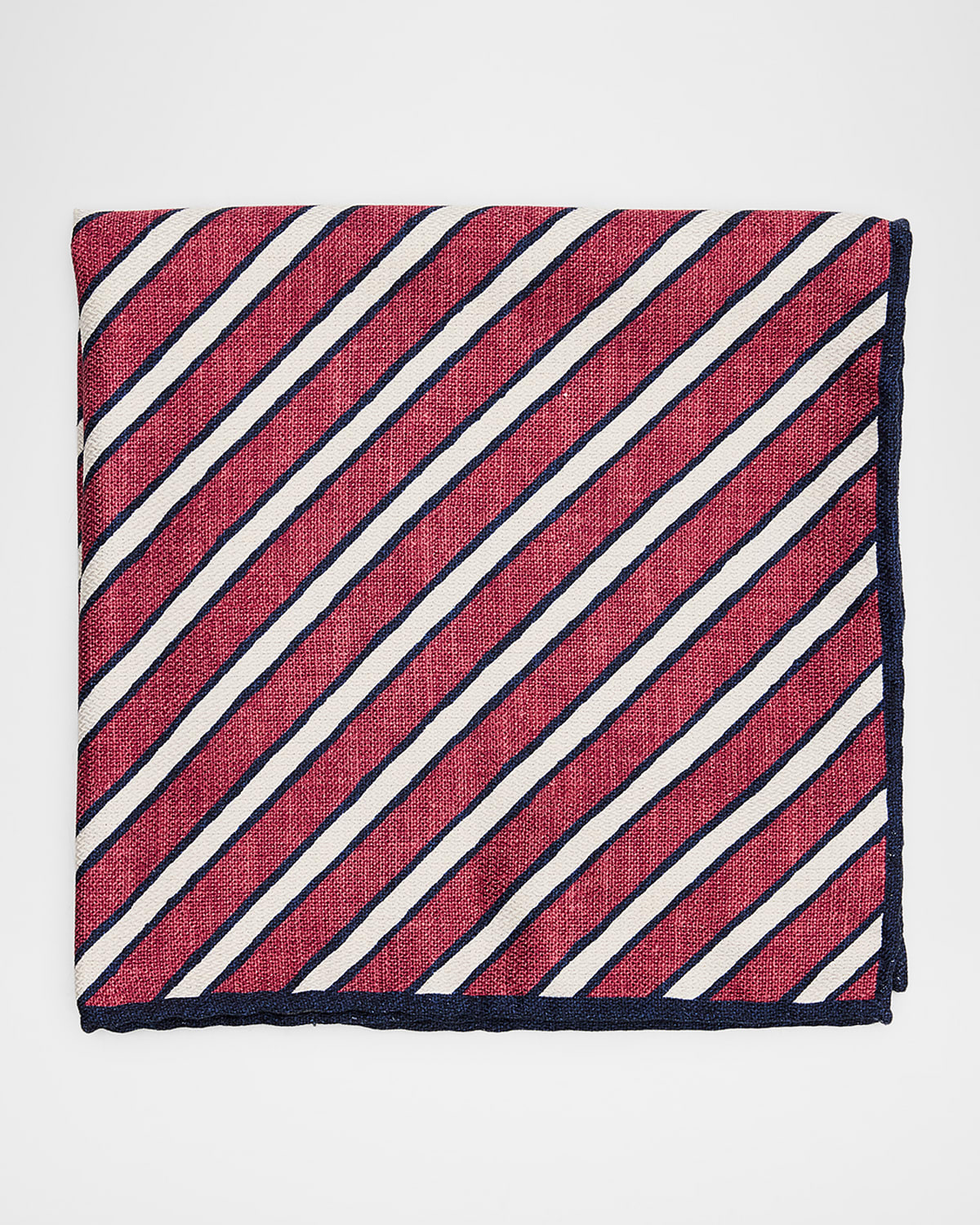 Brunello Cucinelli Men 's Double-Face Bengal Stripe Silk Pocket Square