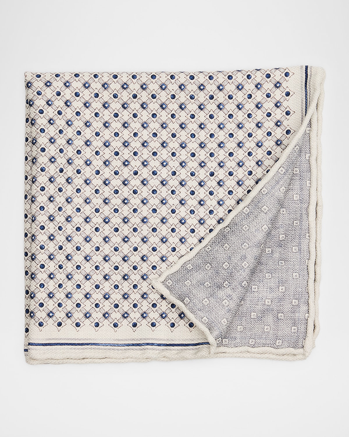 Brunello Cucinelli Men 's Double-Face Geometric Silk Pocket Square