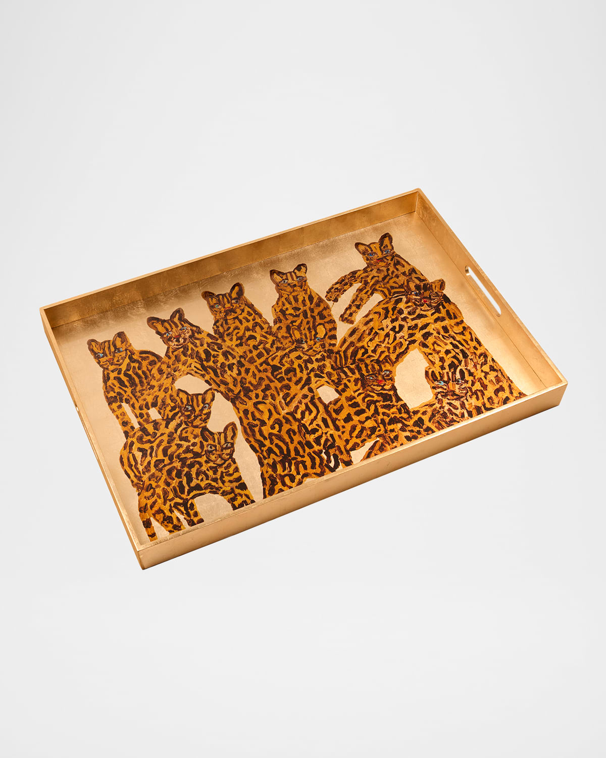 Hunt Slonem Ocelot Queen Gold Leaf Serving Tray