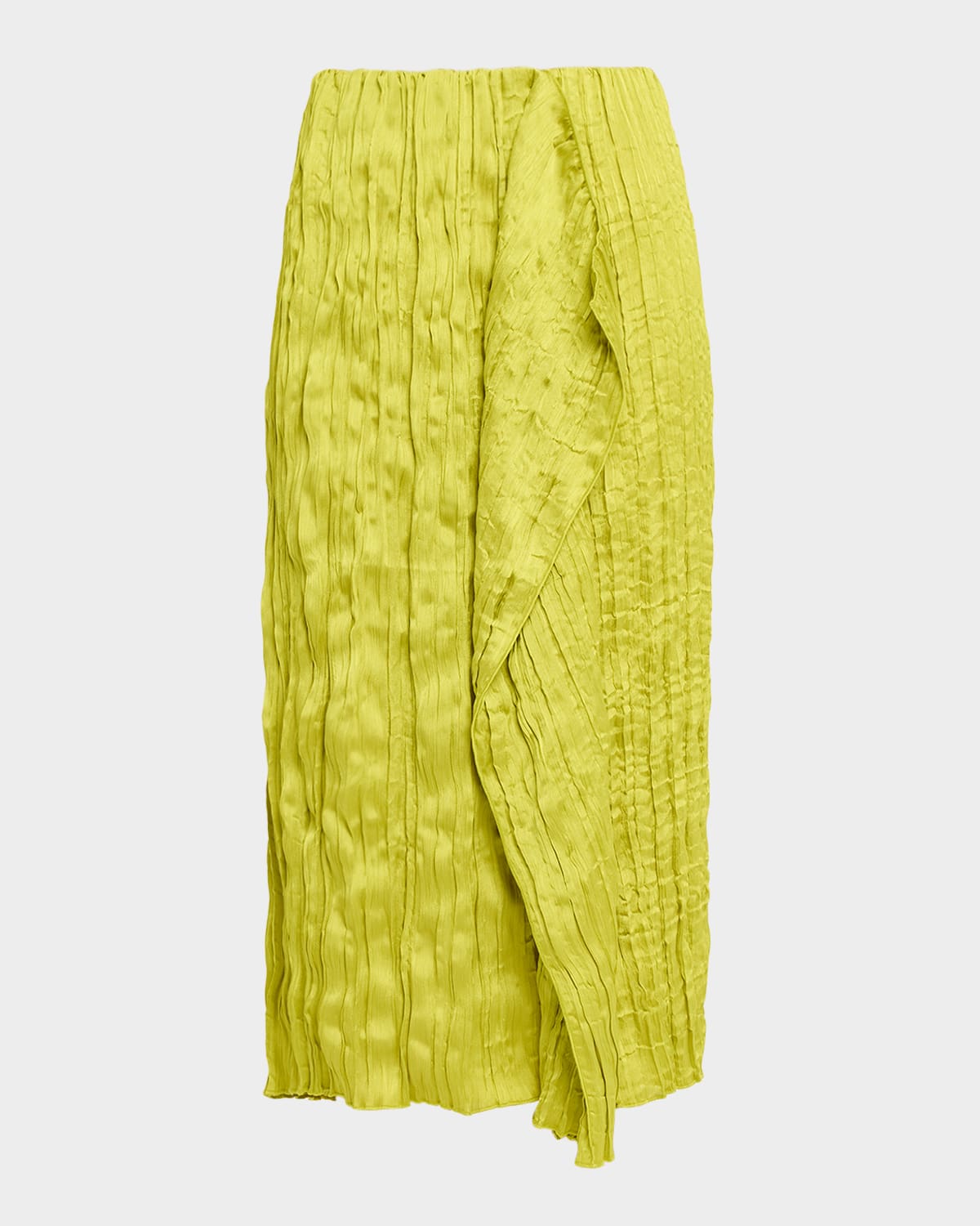 STAUD Mai Draped Plisse Midi Skirt