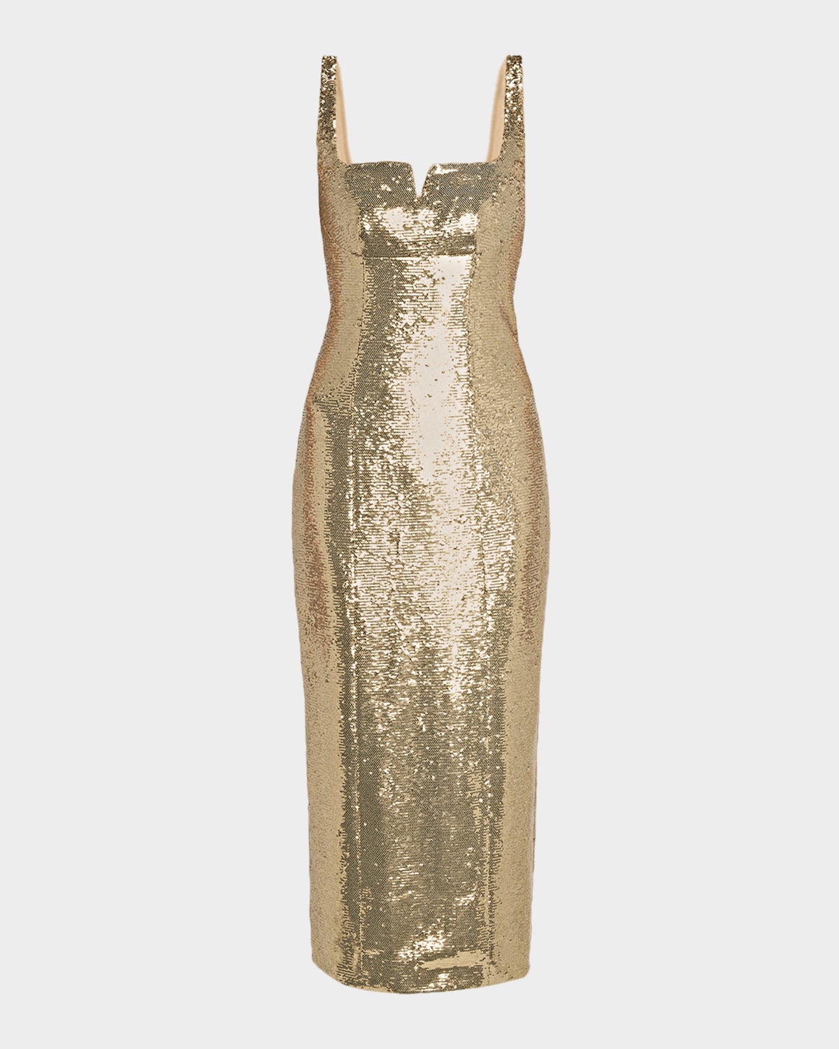 Roland Mouret Square-Neck Sequined Sleeveless Midi Dress