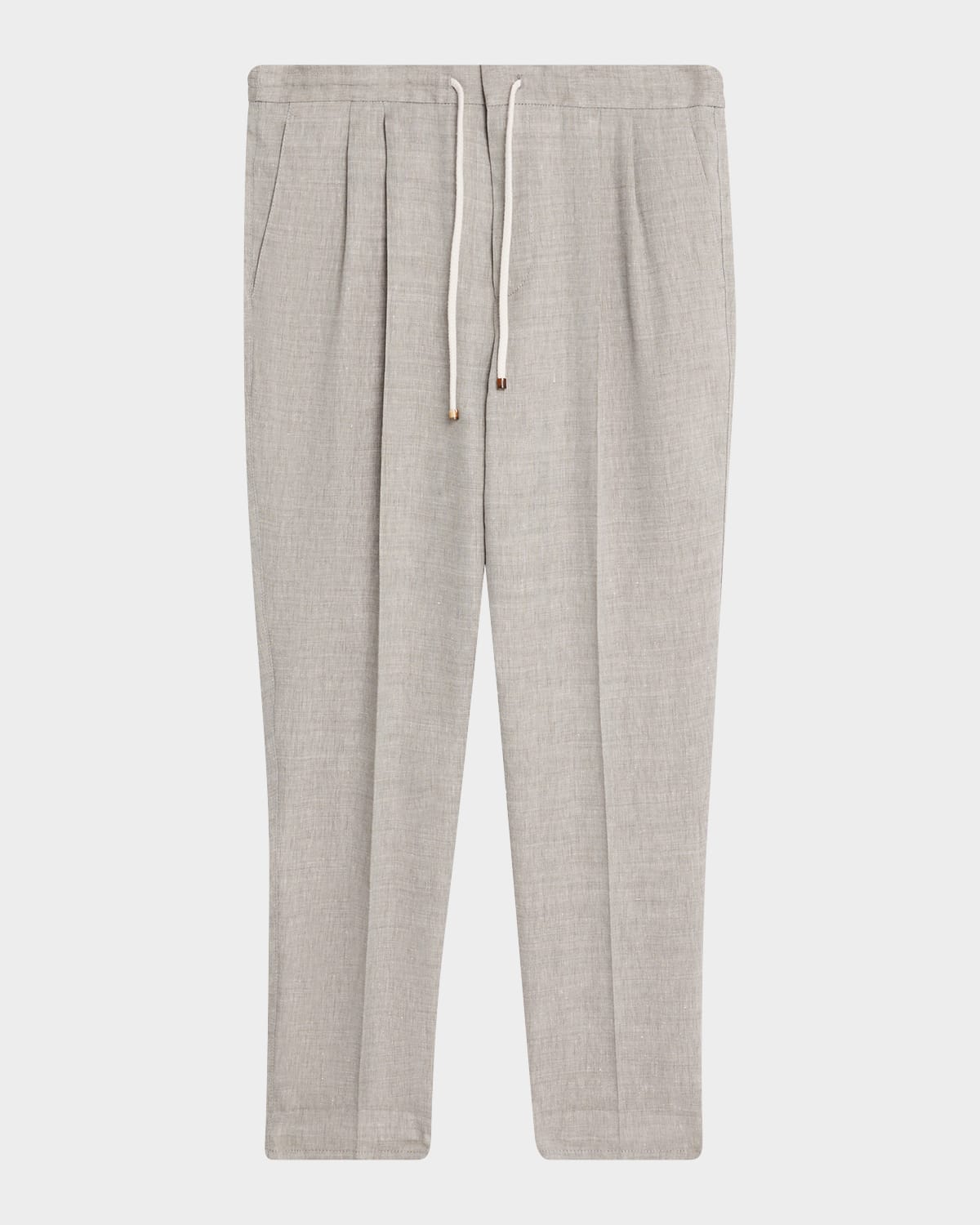 Brunello Cucinelli Men 's Linen and Wool Pleated Drawstring Pants