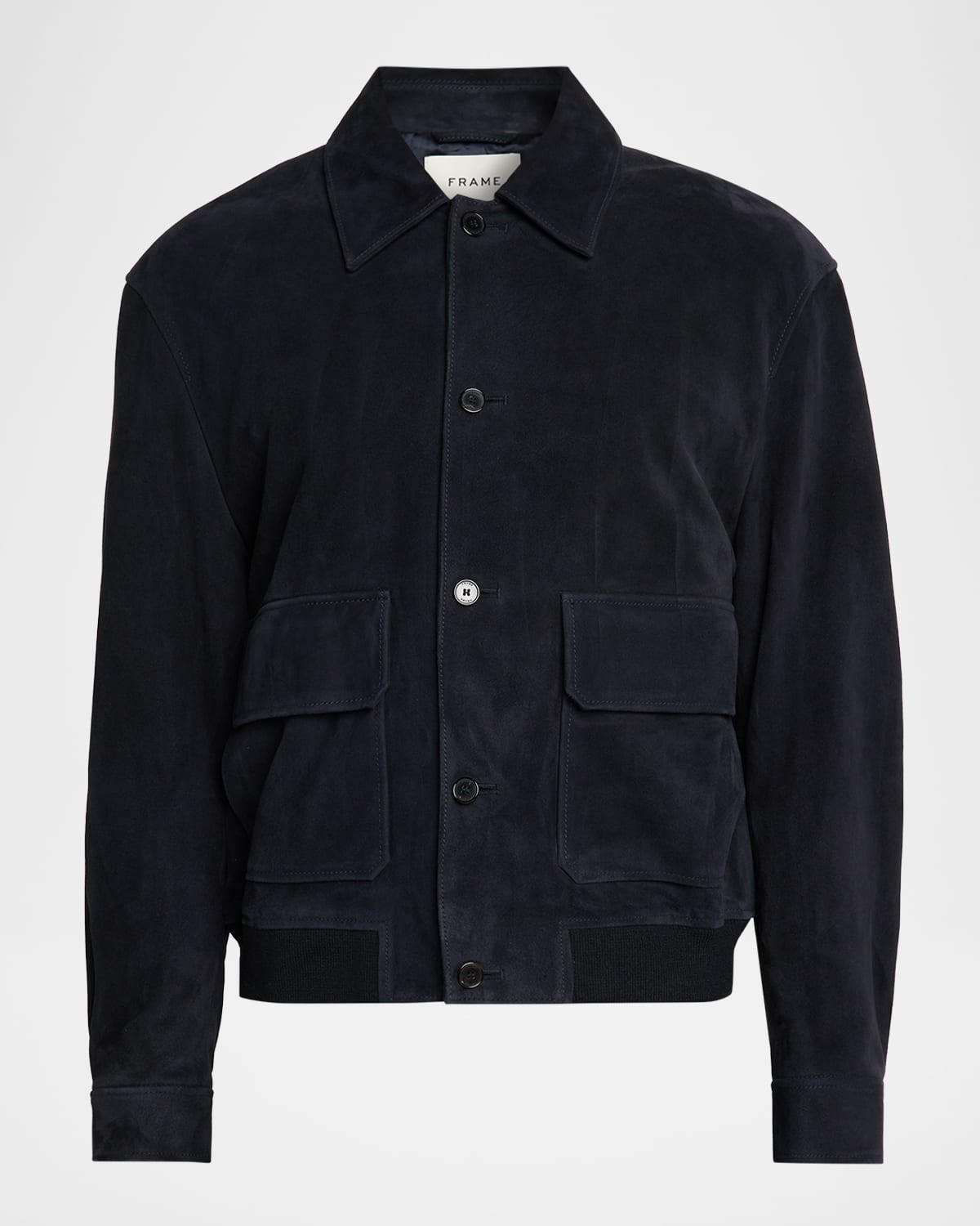 Frame Men's Suede Button-front Blouson In Black
