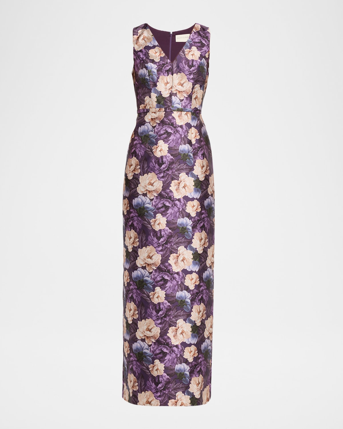 Sachin & Babi Adellyn Floral-Print Mikado Column Gown